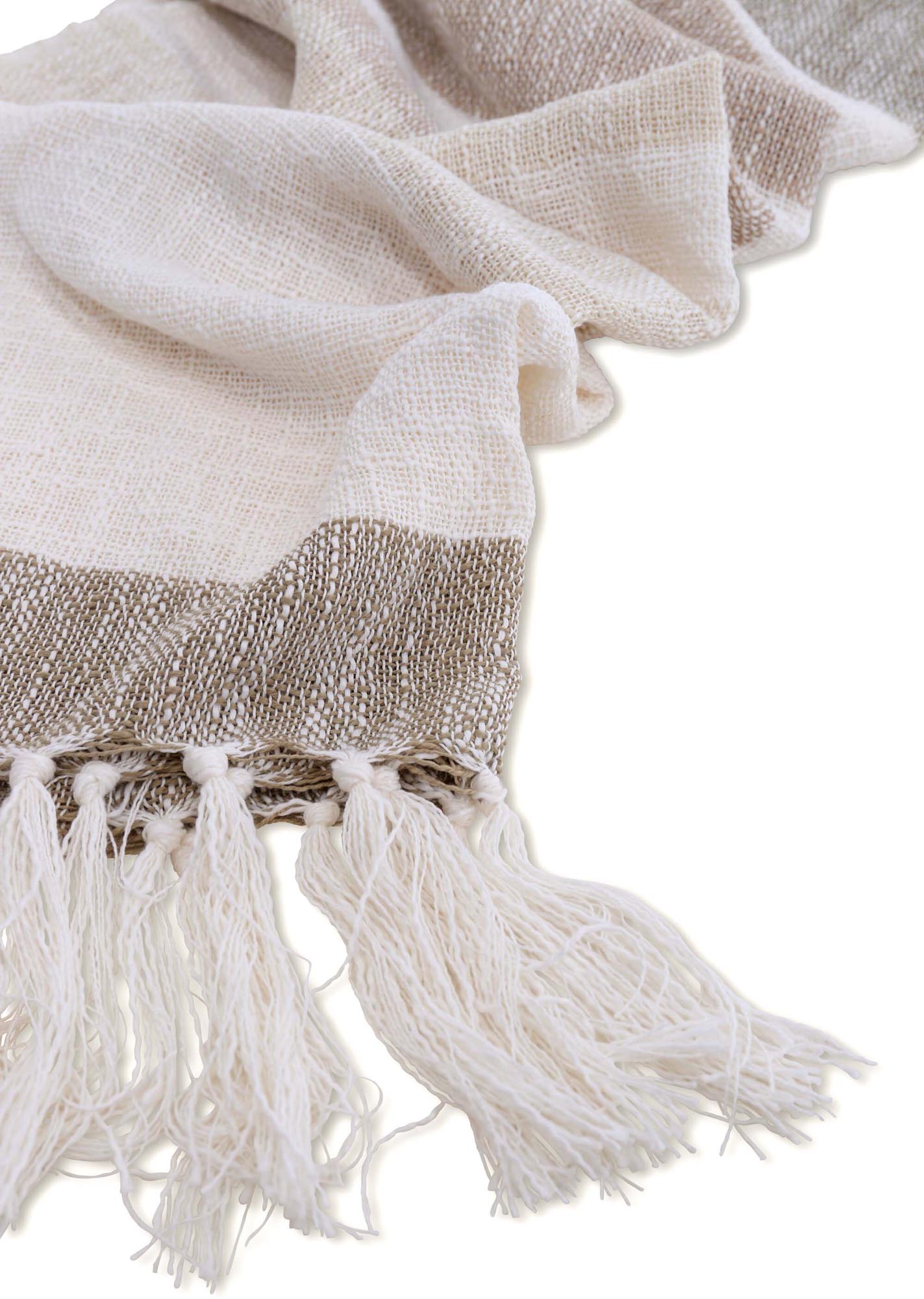 Sandy Throw von Venture Home: Stilvolle Wolldecke aus SLUB-Polyester, ideal für Gemütlichkeit und Eleganz in jedem Raum.