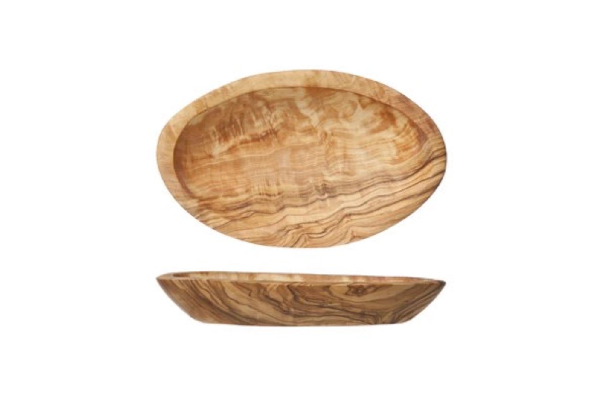 Elegante ovale Schale aus Olivenholz, 17 cm, von Cosy & Trendy. Ideal als Servierschale oder dekoratives Element. Antibakteriell und langlebig.