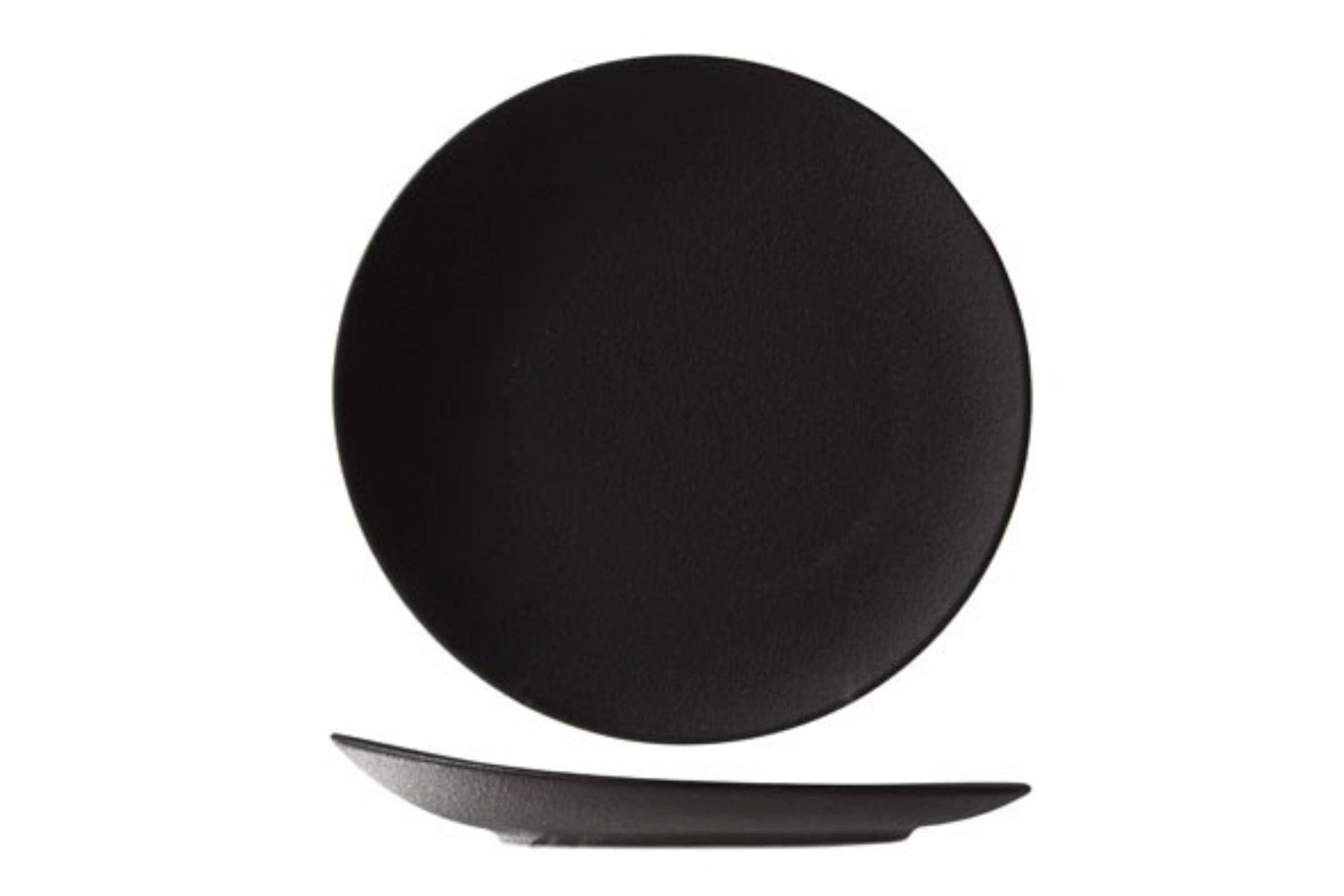 Elegante schwarze Servierplatte von Blackstone, Ø 21 cm, perfekt für ansprechende Präsentationen und vielseitige kulinarische Kreationen.