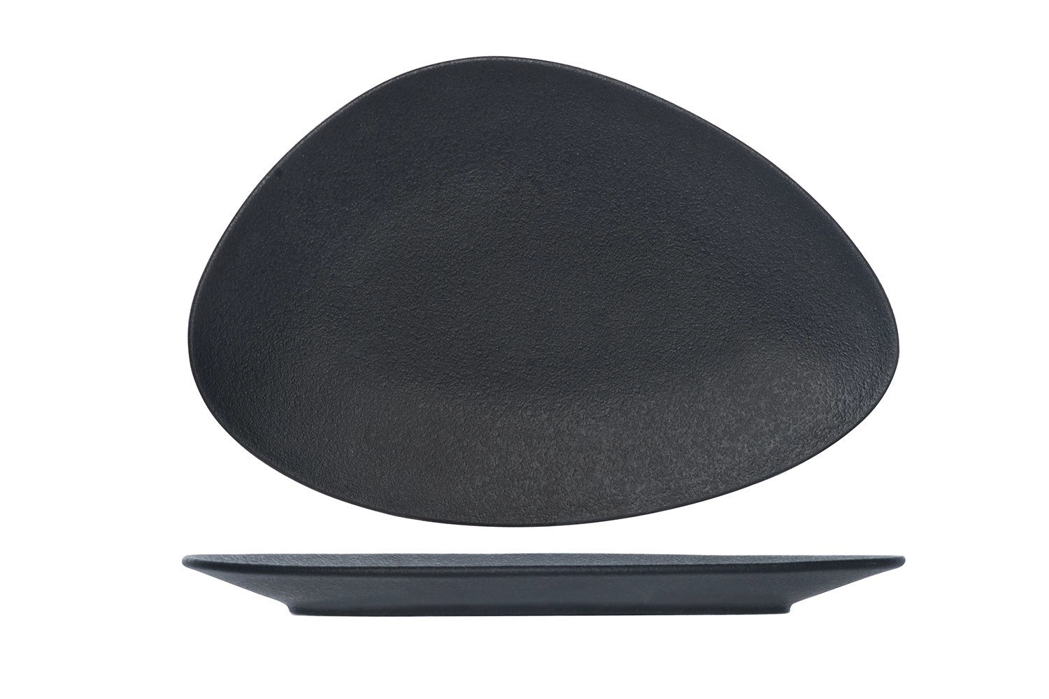 Elegante schwarze Dreiecksplatte von Blackstone, 33 x 22.5 cm, perfekt für ansprechende Tischdekoration und kulinarische Kreationen.
