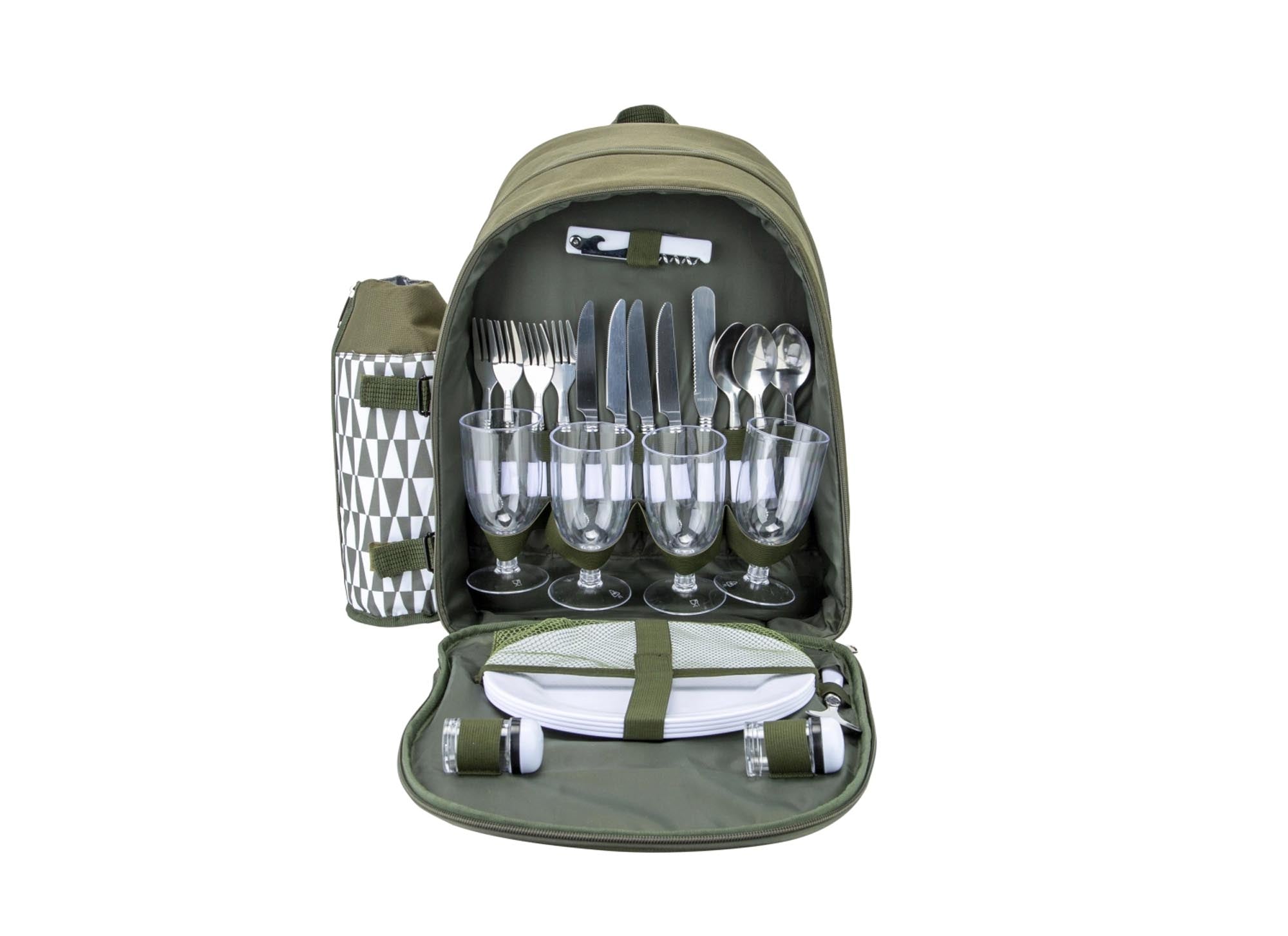 Entdecken Sie den grünen Picknick-Rucksack von Cosy & Trendy für 4 Personen. Kompakt, wasserabweisend und ideal für Ihre Outdoor-Abenteuer!