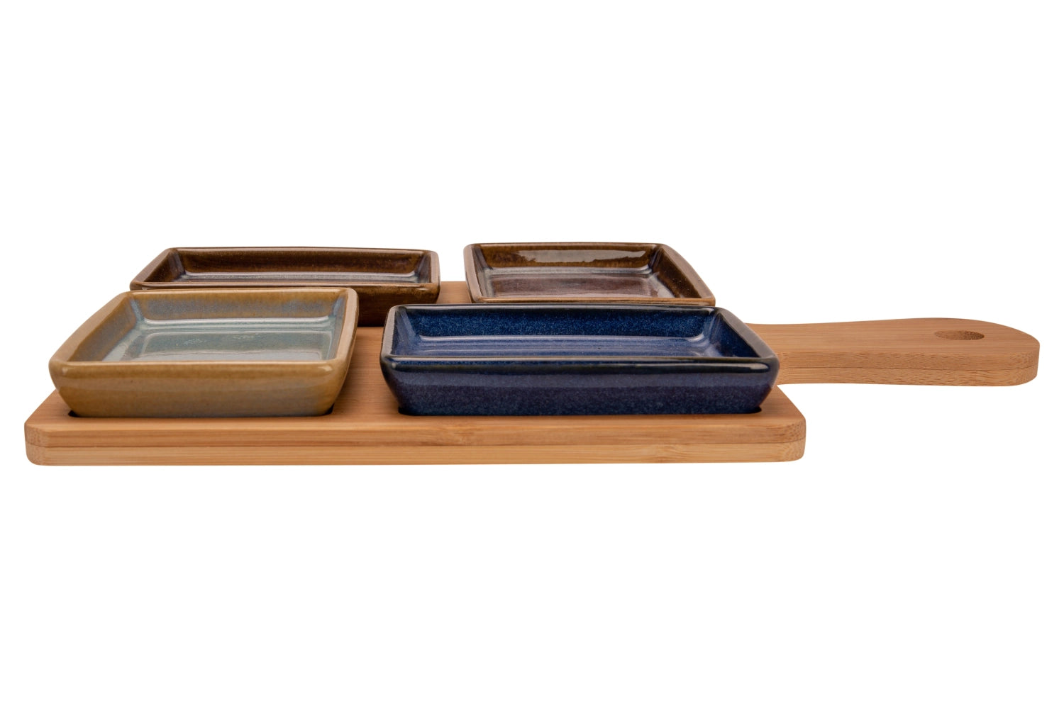 Praktisches Servierbrett von Cosy & Trendy, 29x20cm, aus Bambus und Steinzeug. Ideal für Snacks und stilvolle Präsentation!