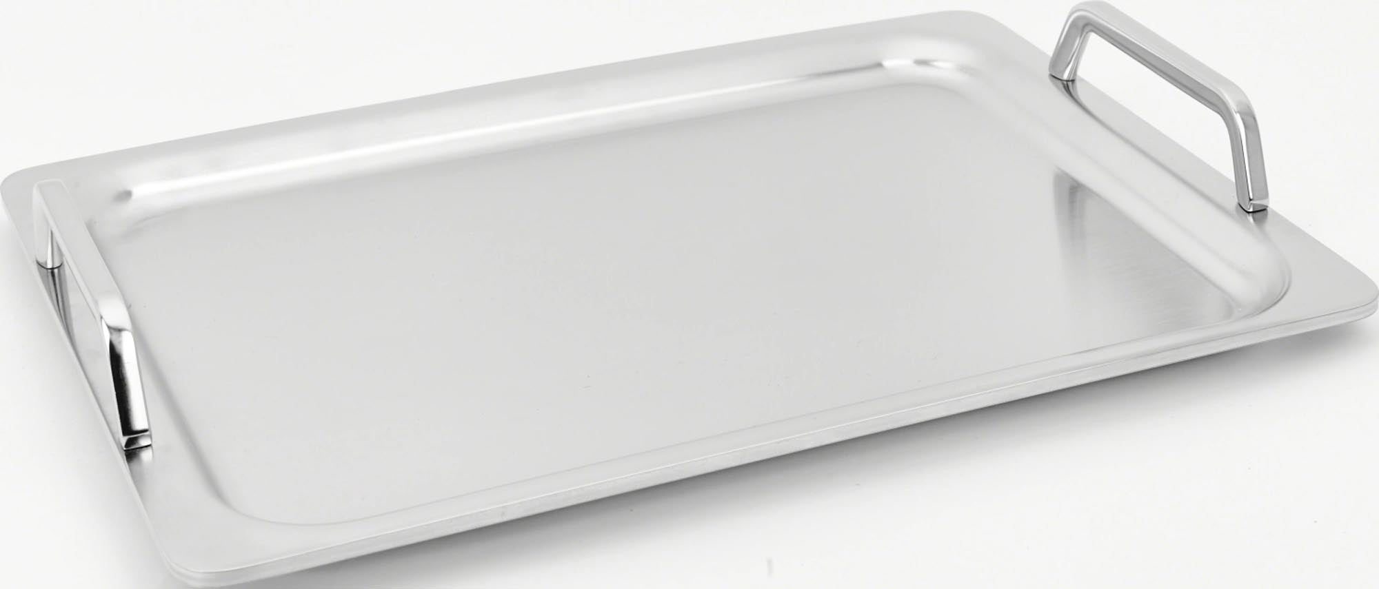 Elegante 39x27cm Teppanyaki Platte aus 18/10 Edelstahl, ideal für Grill und Küche. Hervorragende Wärmeleitung, pflegeleicht, spülmaschinenfest.