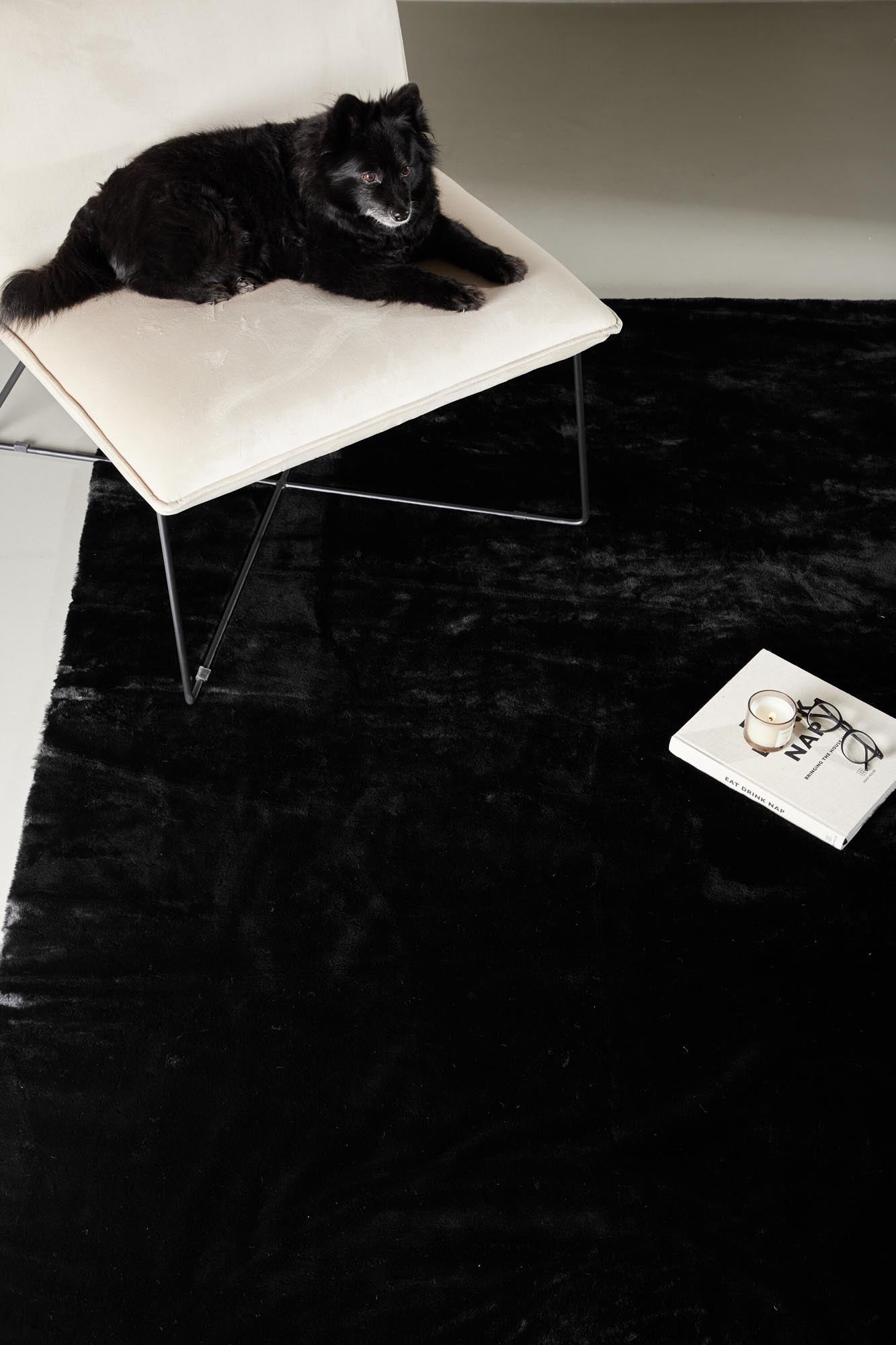 Nina Teppich von Venture Home: Elegante Polyestermatte in edlem Schwarz, ideal für stilvolle Akzente in jedem Raum.