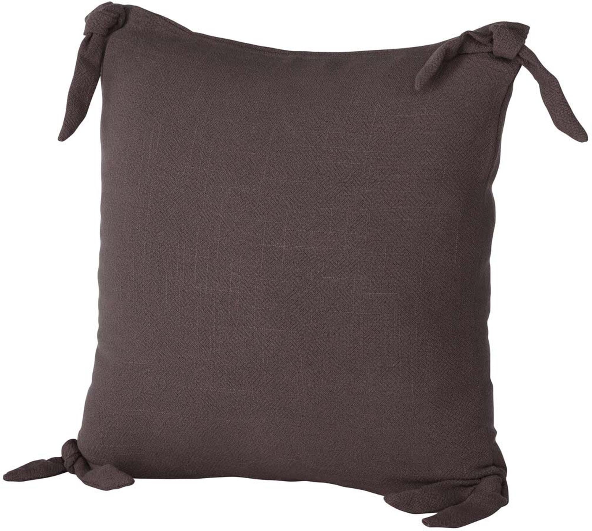 Stilvoller Nora Kissenbezug von Venture Home in warmem Beigeton. Hochwertige Viskose-Leinen-Mischung mit charmanten Schnürsenkeldetails.