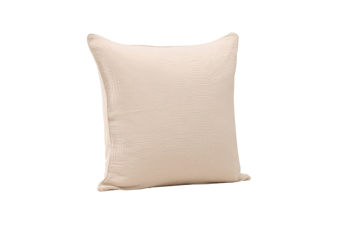 Beiger Tyra Kissenbezug aus 100 % Baumwolle, quadratische Form, 60 x 60 cm, mit verstecktem Reissverschluss an der Unterseite, Venture Home.
