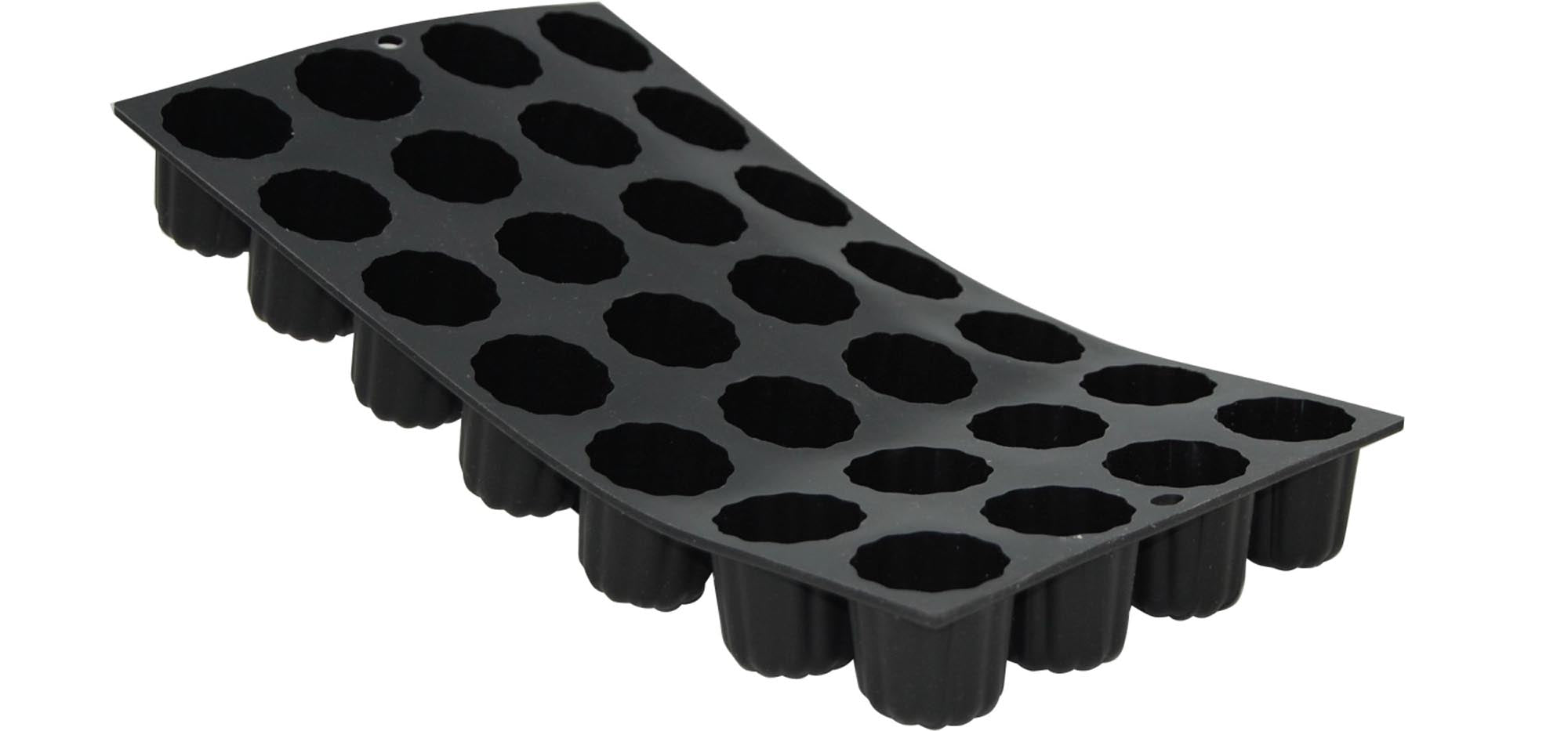 Moul Flex Backform 17.5x30cm: Perfekte Cannelés, 28 Stück, Antihaft-Silikon, gleichmässige Bräunung, spülmaschinenfest, vielseitig.