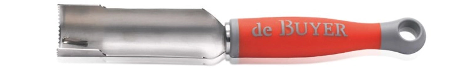 Der Universalentkerner 30mm von de Buyer aus rostfreiem Edelstahl ist langlebig, spülmaschinenfest und ideal für Obst und Gemüse. Ergonomisches Design für müheloses Arbeiten.