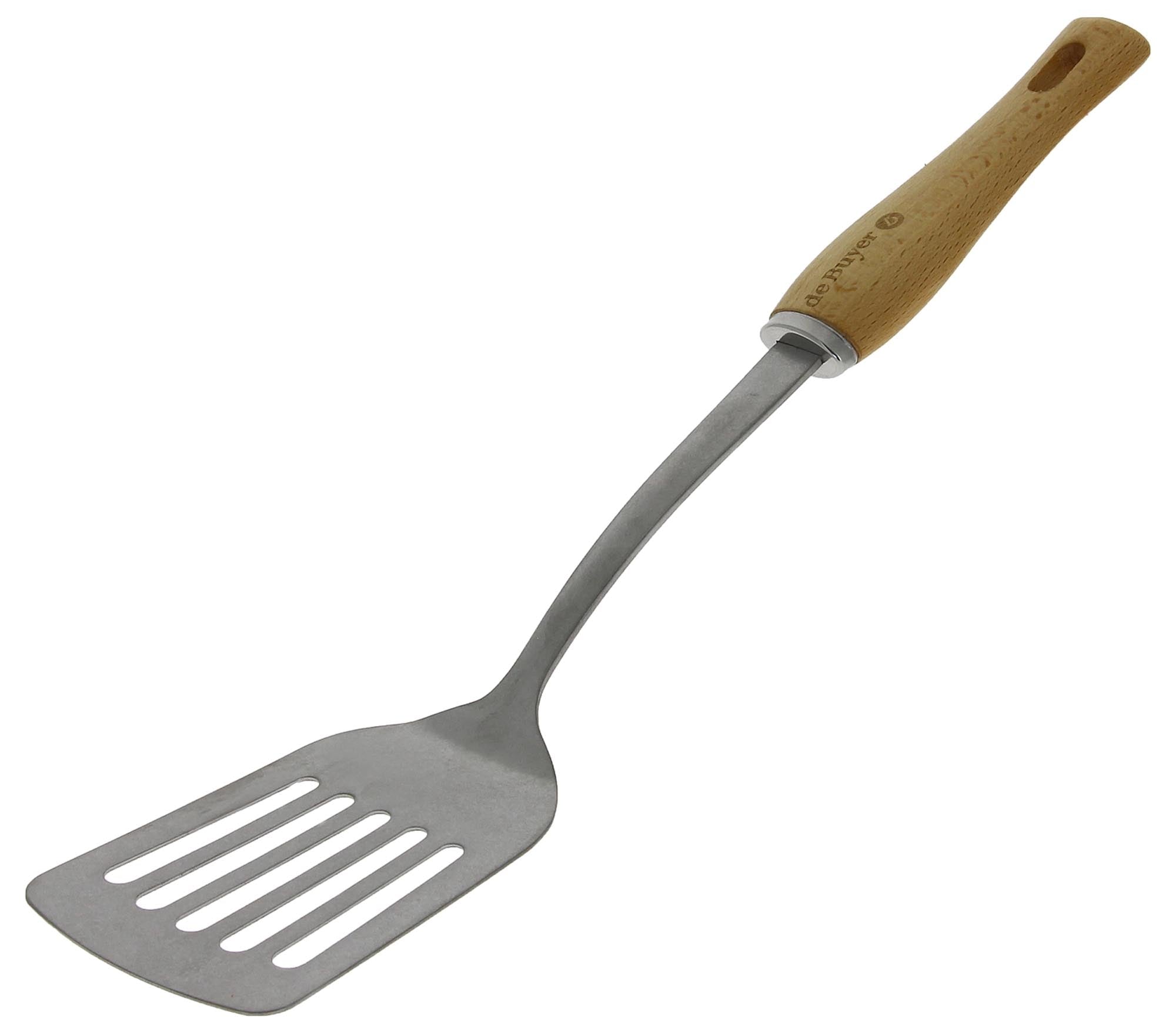 Entdecken Sie den perforierten Pfannenwender Nostalgy von de Buyer – langlebig, ergonomisch und ideal für gesundes Kochen. Perfekt für jede Küche!