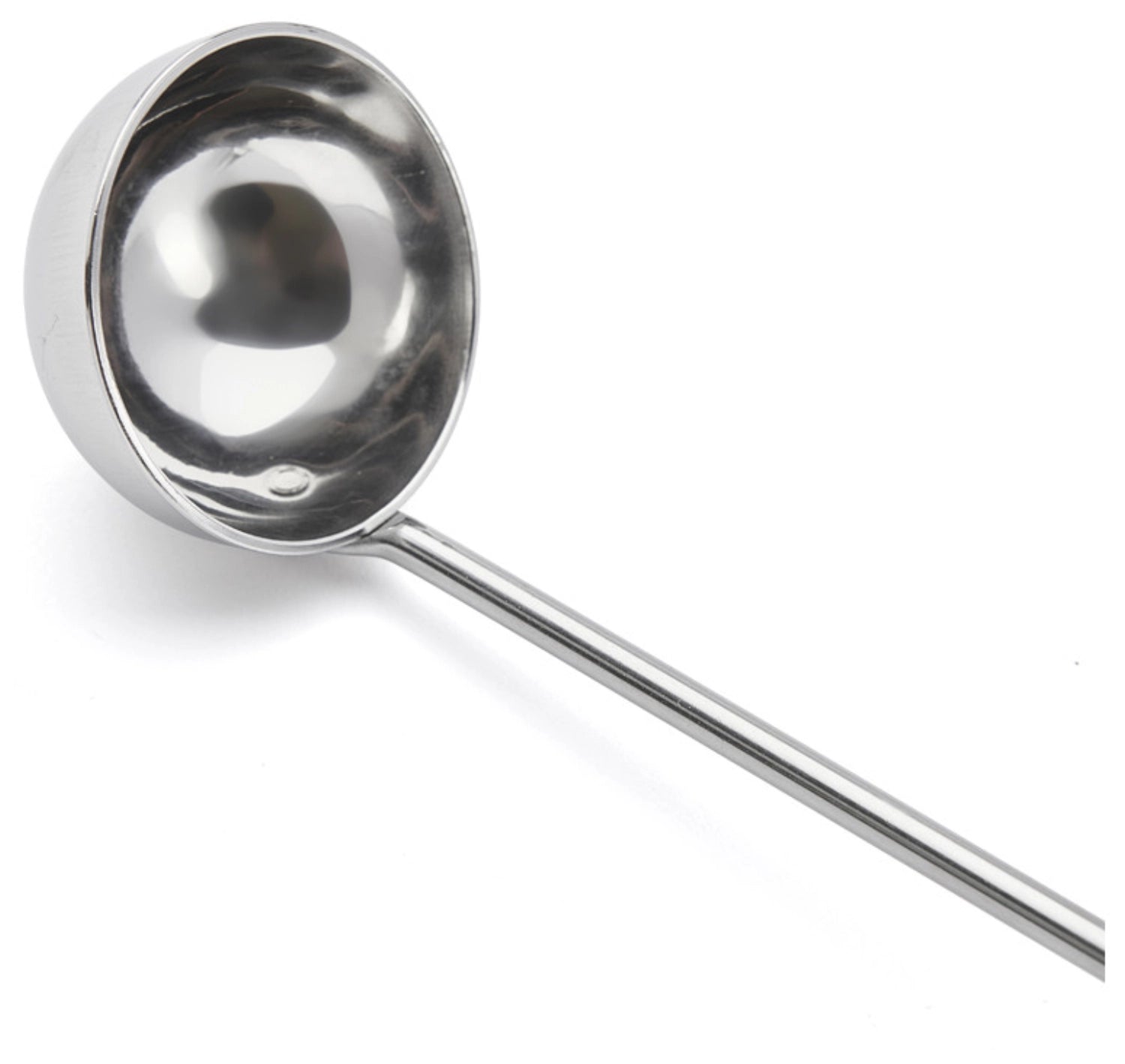 Kleiner, runder Schöpflöffel von de Buyer mit 4 cm Durchmesser und 25 cm Stiel, ideal für präzise Portionierung in der Küche.