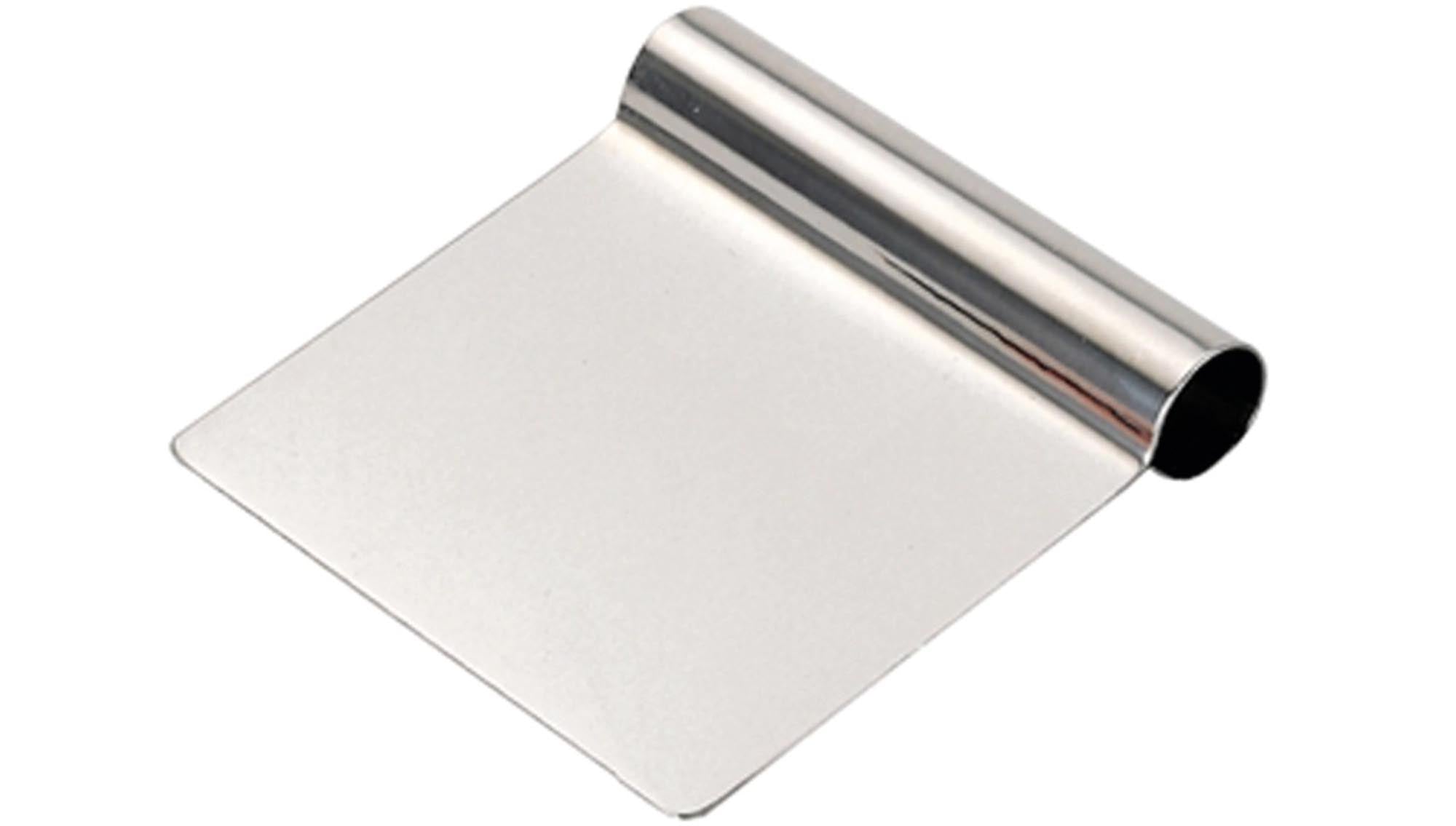 Hochwertiger Edelstahl-Teigschaber 12x9cm von de Buyer für Bäcker.