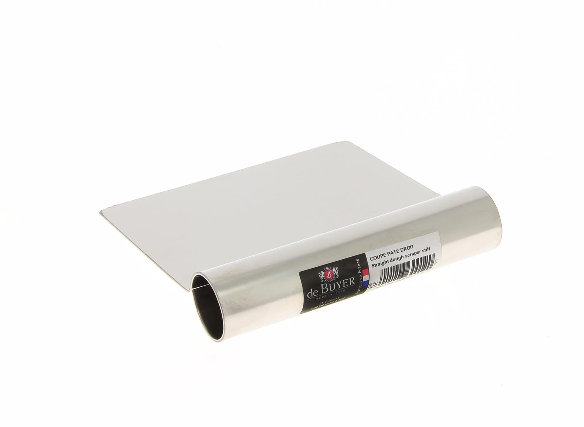 Hochwertige Teigspachtel 12x9cm aus Edelstahl von de Buyer: langlebig, präzise, hygienisch, ergonomisch und vielseitig einsetzbar.