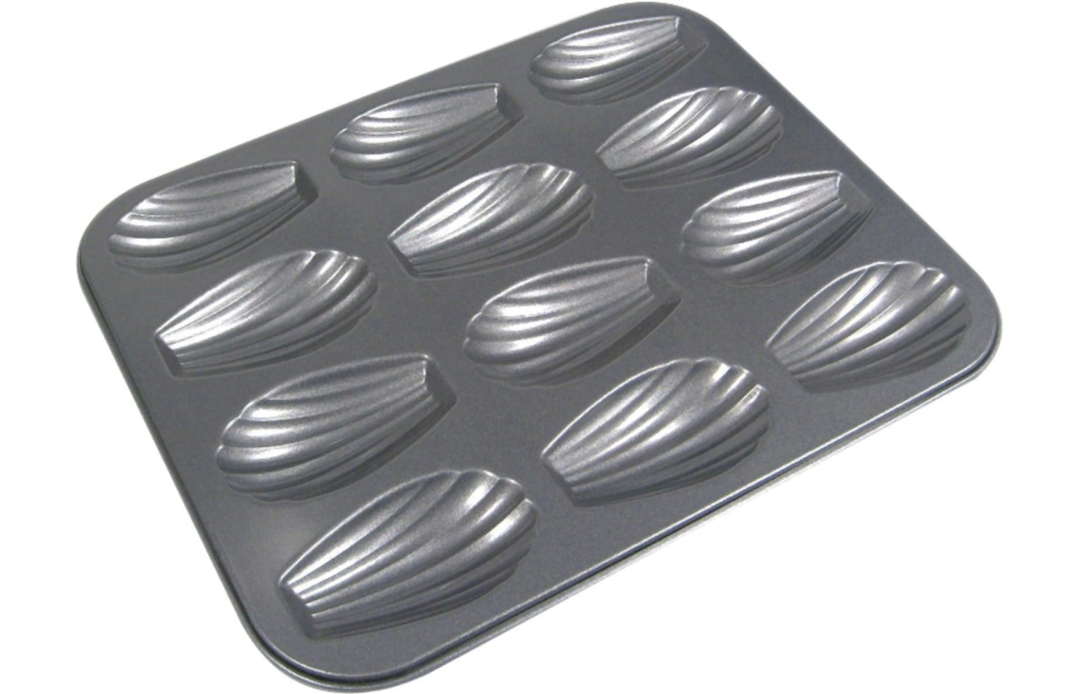 Hochwertiges Backblech für 12 Madeleines (26x20 cm) von de Buyer. Ideal für perfekte, gleichmäßige Backergebnisse und einfaches Entnehmen.