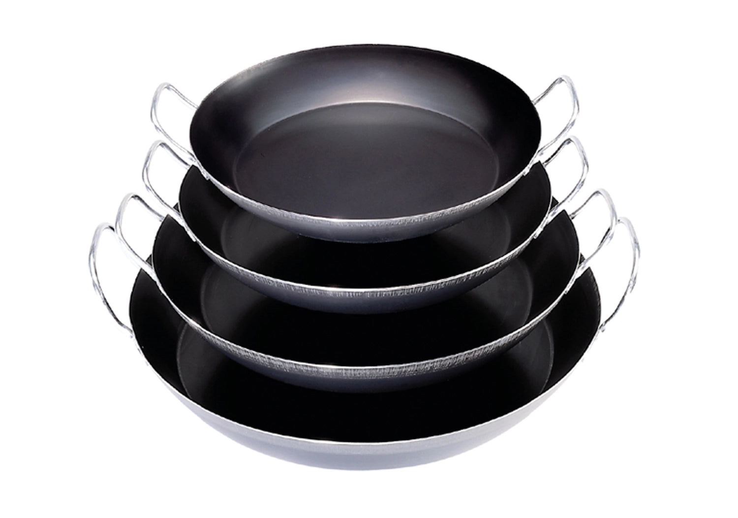 La lyonnaise paella pan Ø 47cm with 2 handles, blue steel