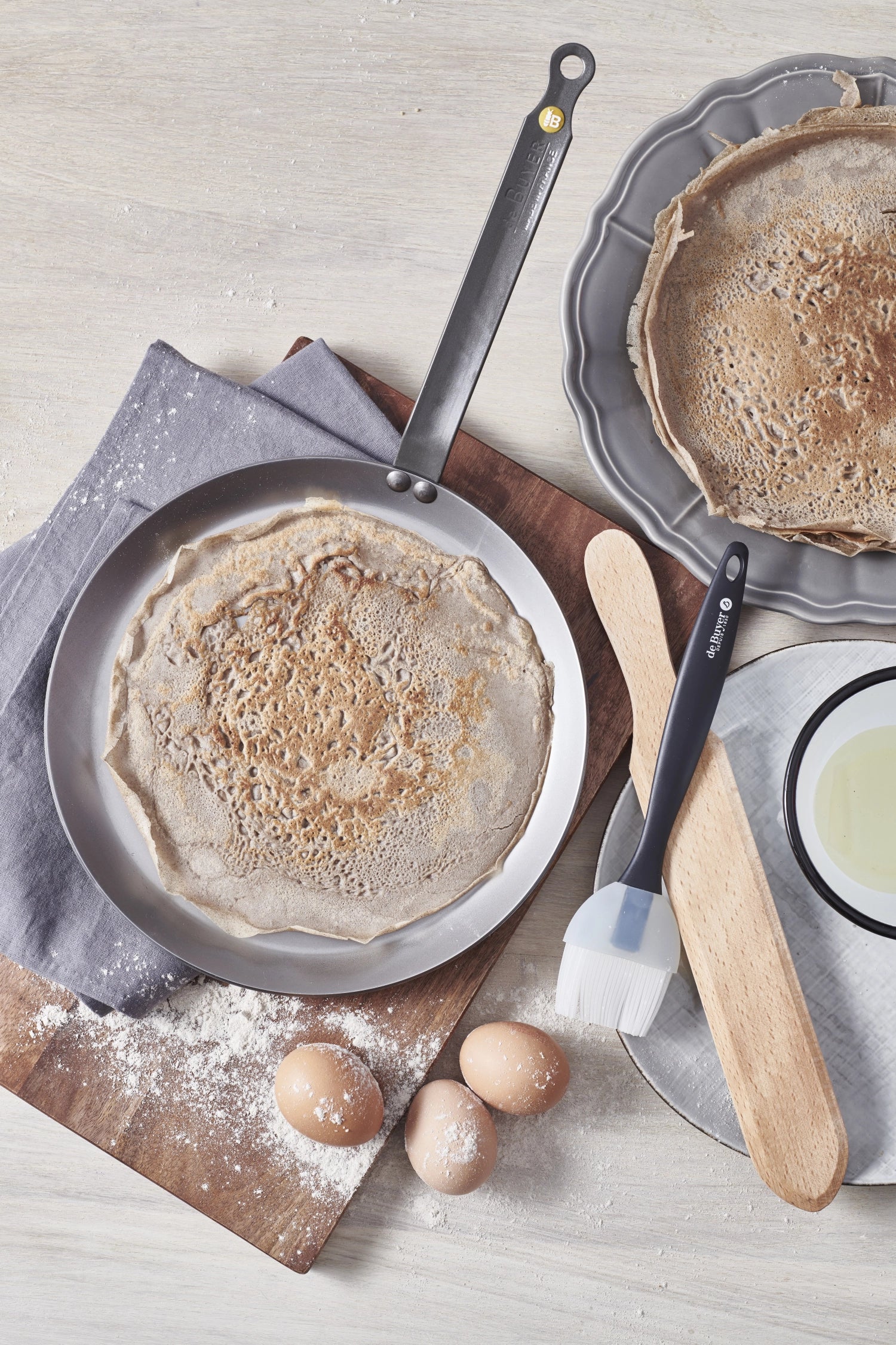 3er Set Crêpesparty: Crêpe Mineral B26+Pinsel+Spachtel Ø26cm