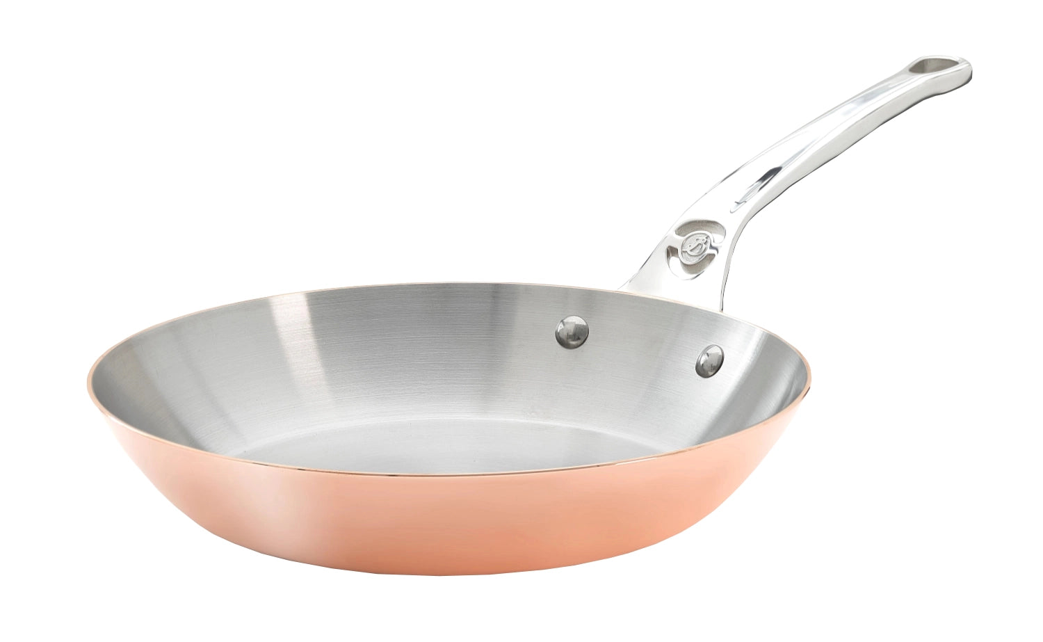 Entdecken Sie die PRIMA MATERA Bratpfanne aus Kupfer und Edelstahl (Ø28cm) von de Buyer. Ideal für Induktion, perfekte Wärmeleitung!