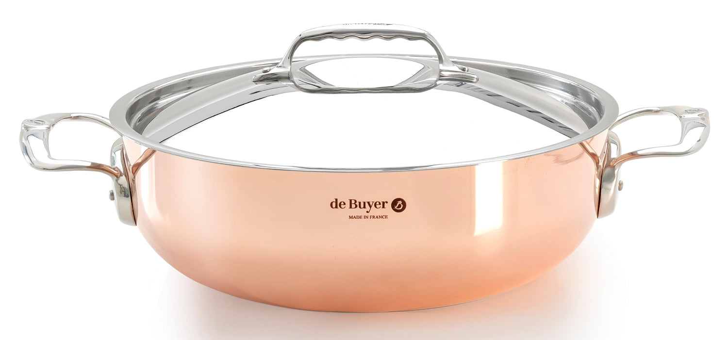 Plat à rôtir conique PRIMA MATERA Kupf.Edels.28 cm, couvercle, Ind.