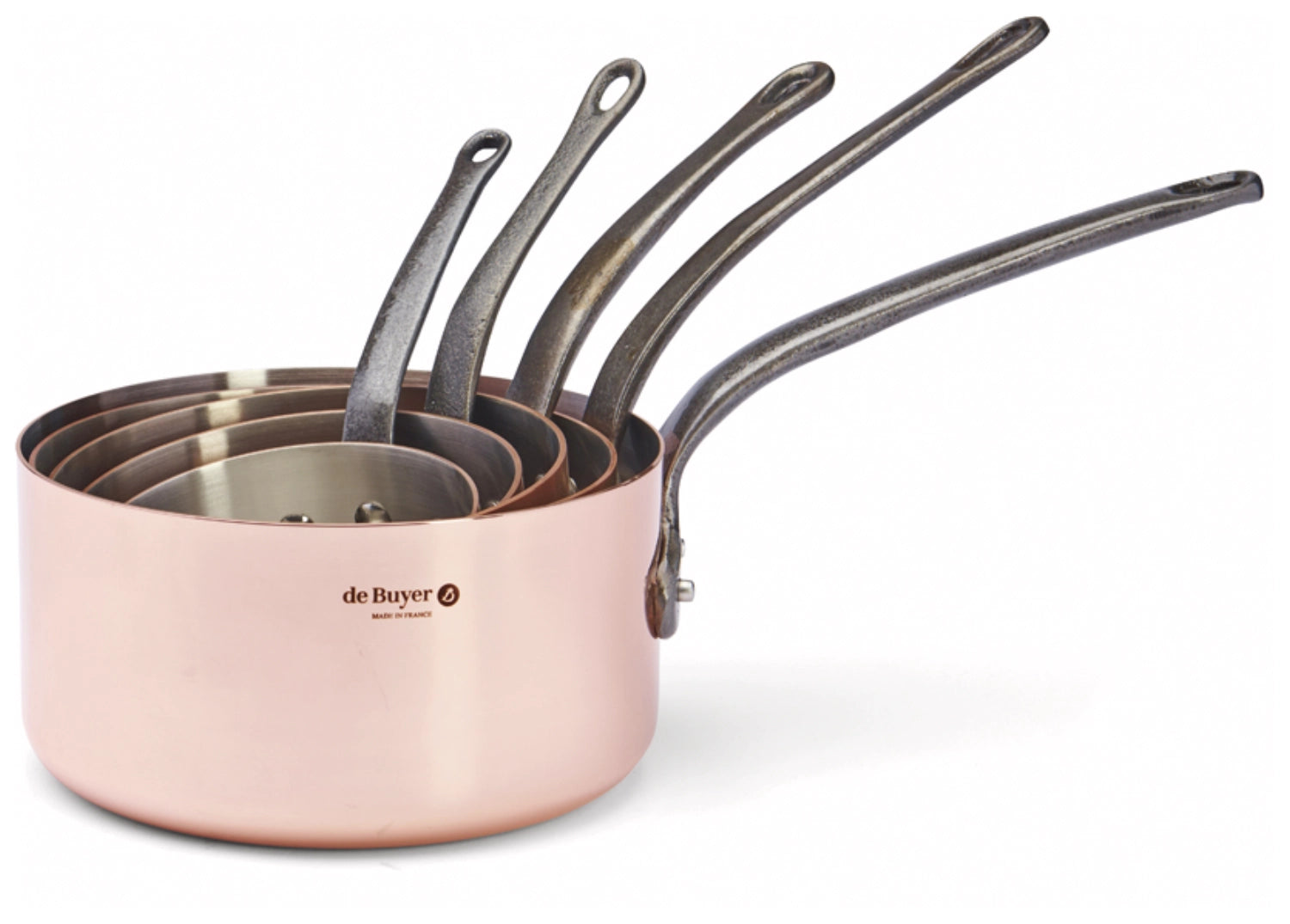 INOCUIVRE 5er Set Kasserollen Kupfer-Edelstahl 12-20cm