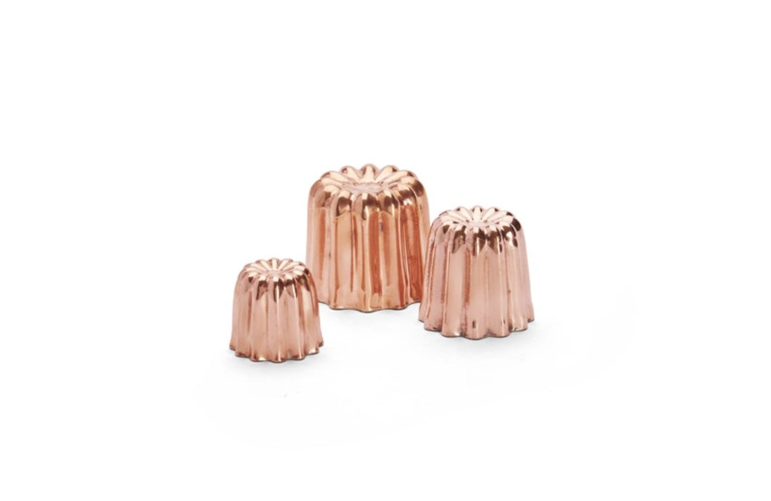 Elegante Cannelés Kuchenform aus Kupfer, Ø 5,5 cm, H: 5,5 cm – perfekt für die Herstellung von delikaten, perfekt gebräunten Cannelés.