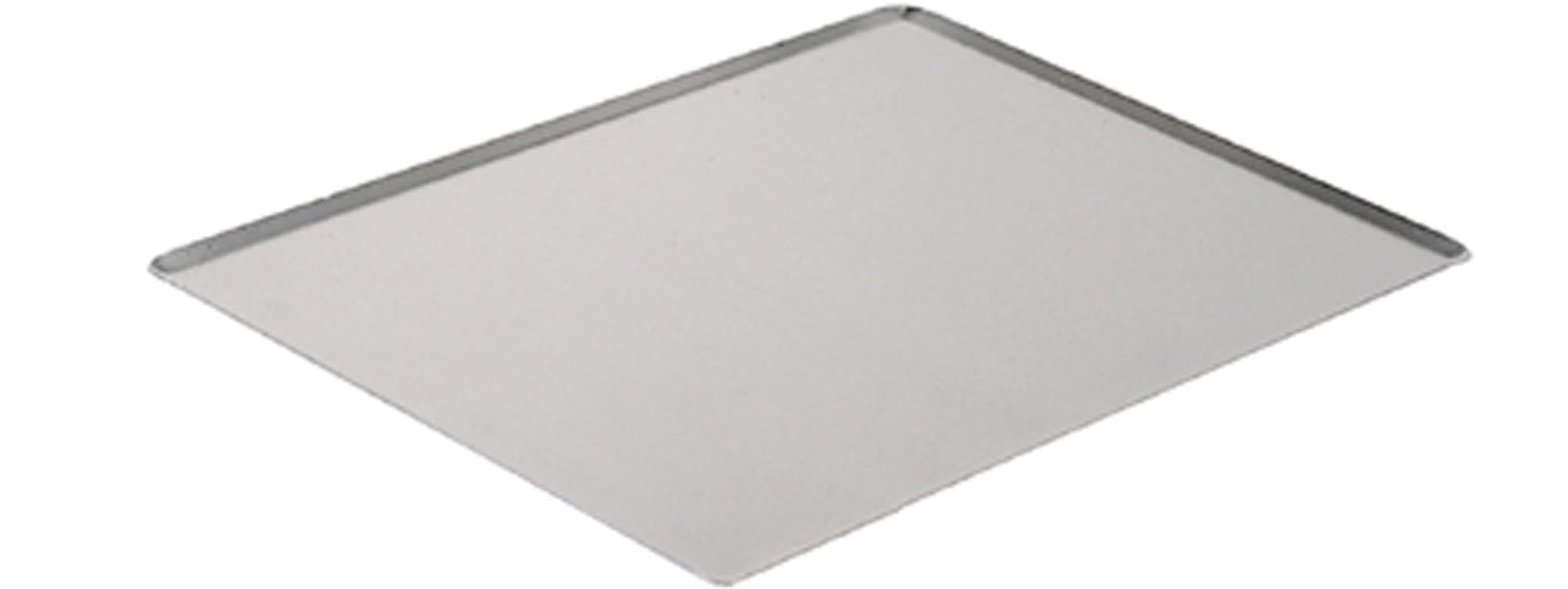 Robustes Alu-Backblech 60x40cm, 1cm hoch, von de Buyer. Schrägkantig, korrosionsbeständig, ideal für gleichmässiges Backen.