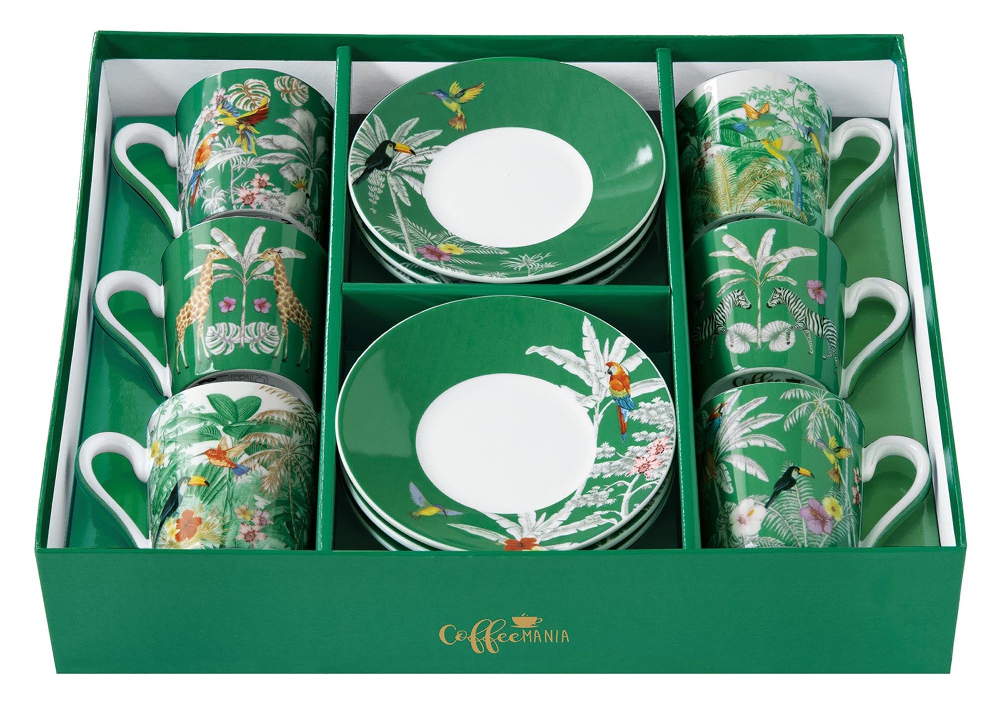 Elegantes Set aus 6 Espressotassen mit Untertassen, 100ml, von Easy Life. Perfekt für stilvollen Kaffeegenuss und Dekoration.