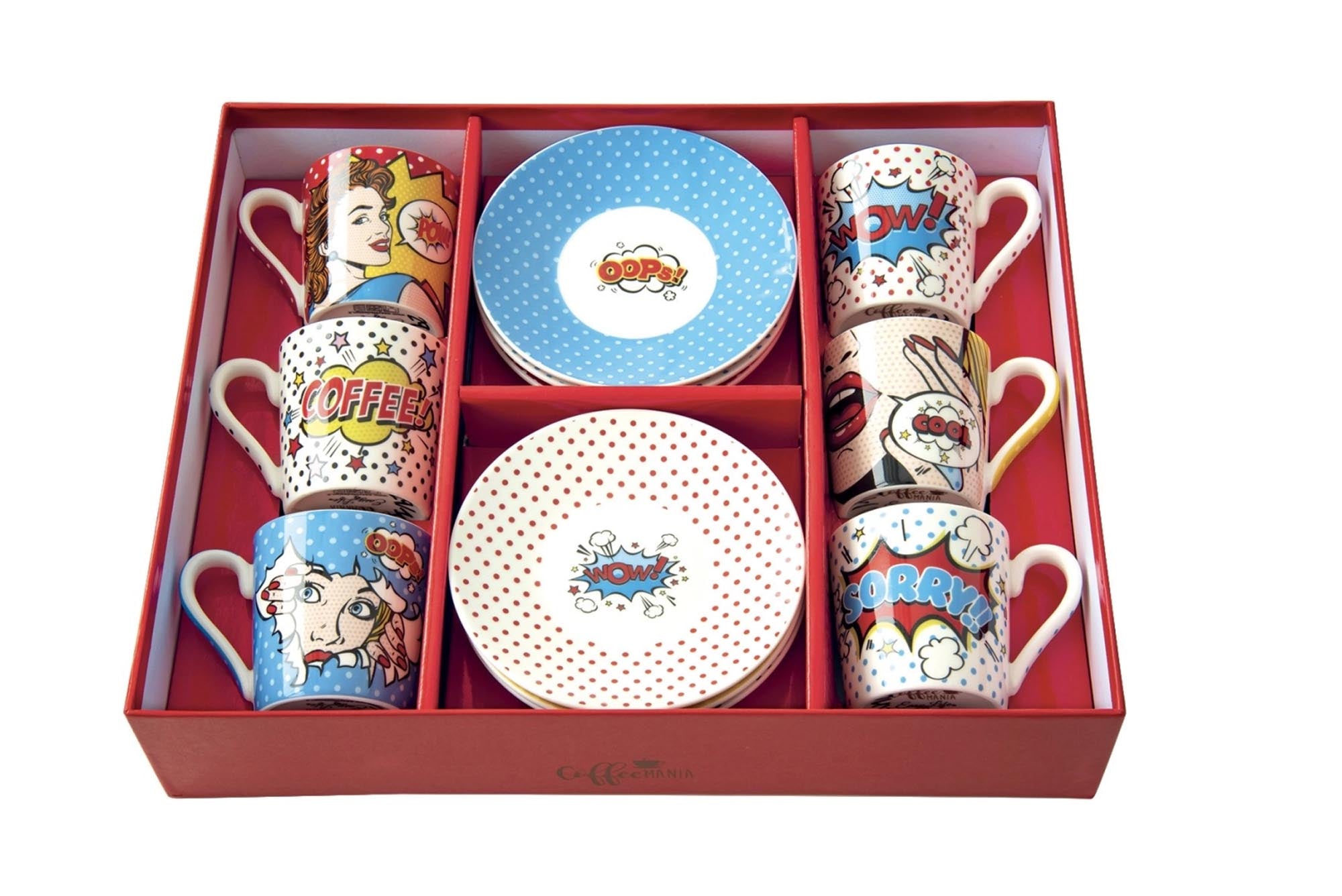 Set aus 6 stilvollen Espressotassen mit Untertassen, 100ml, von Easy Life. Ideal für Kaffeeliebhaber und elegante Tischdekoration.