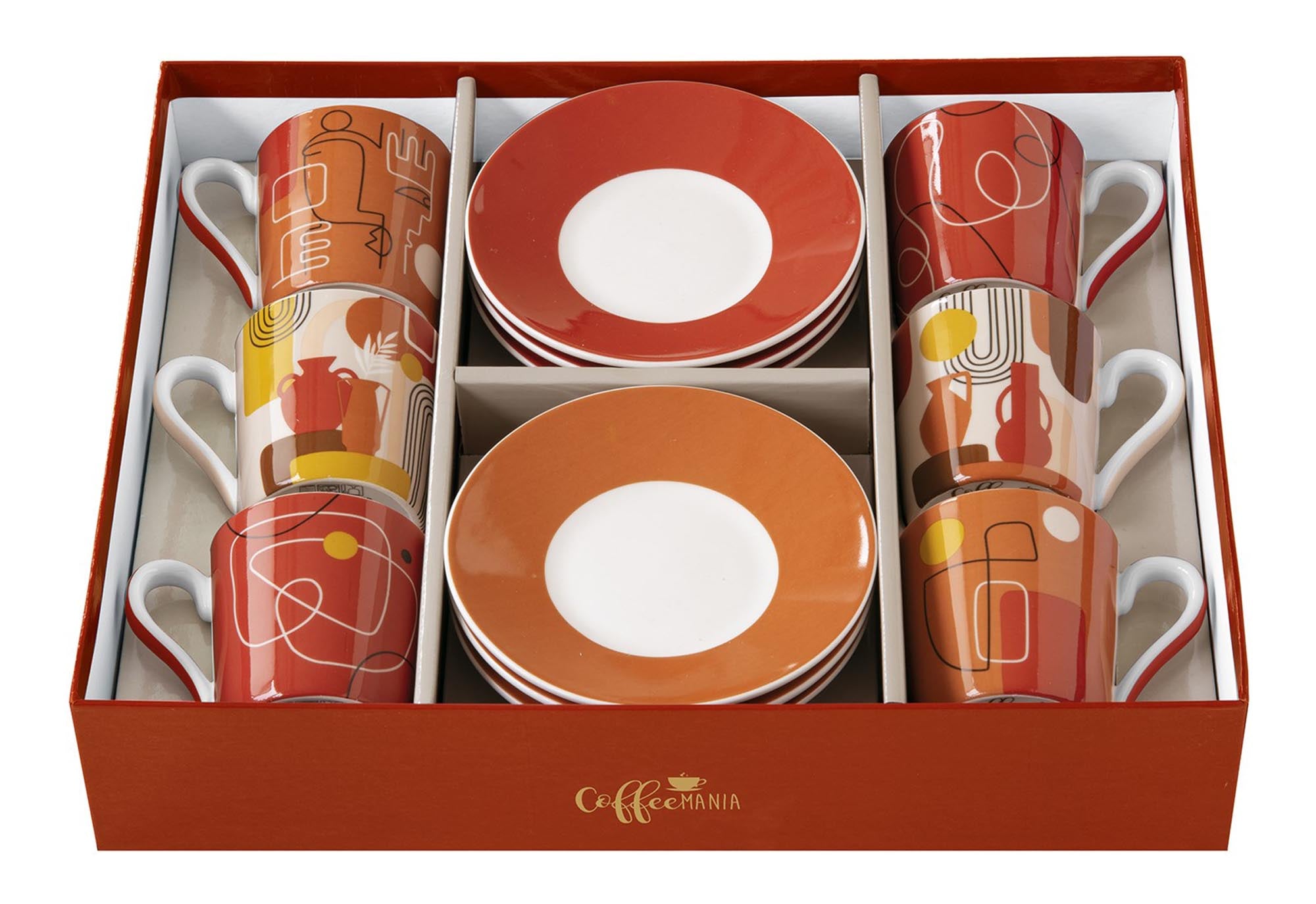 Elegante 6er Espressotassen mit Untertassen, 100ml, von Easy Life. Perfekt für Kaffeeliebhaber und stilvolle Präsentation.