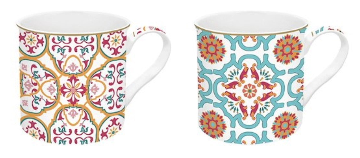 2er Set Siracusa Porzellanbecher 300 ml in Mehrfarbig präsentiert im Onlineshop von KAQTU Design AG. Tasse ist von Easy Life
