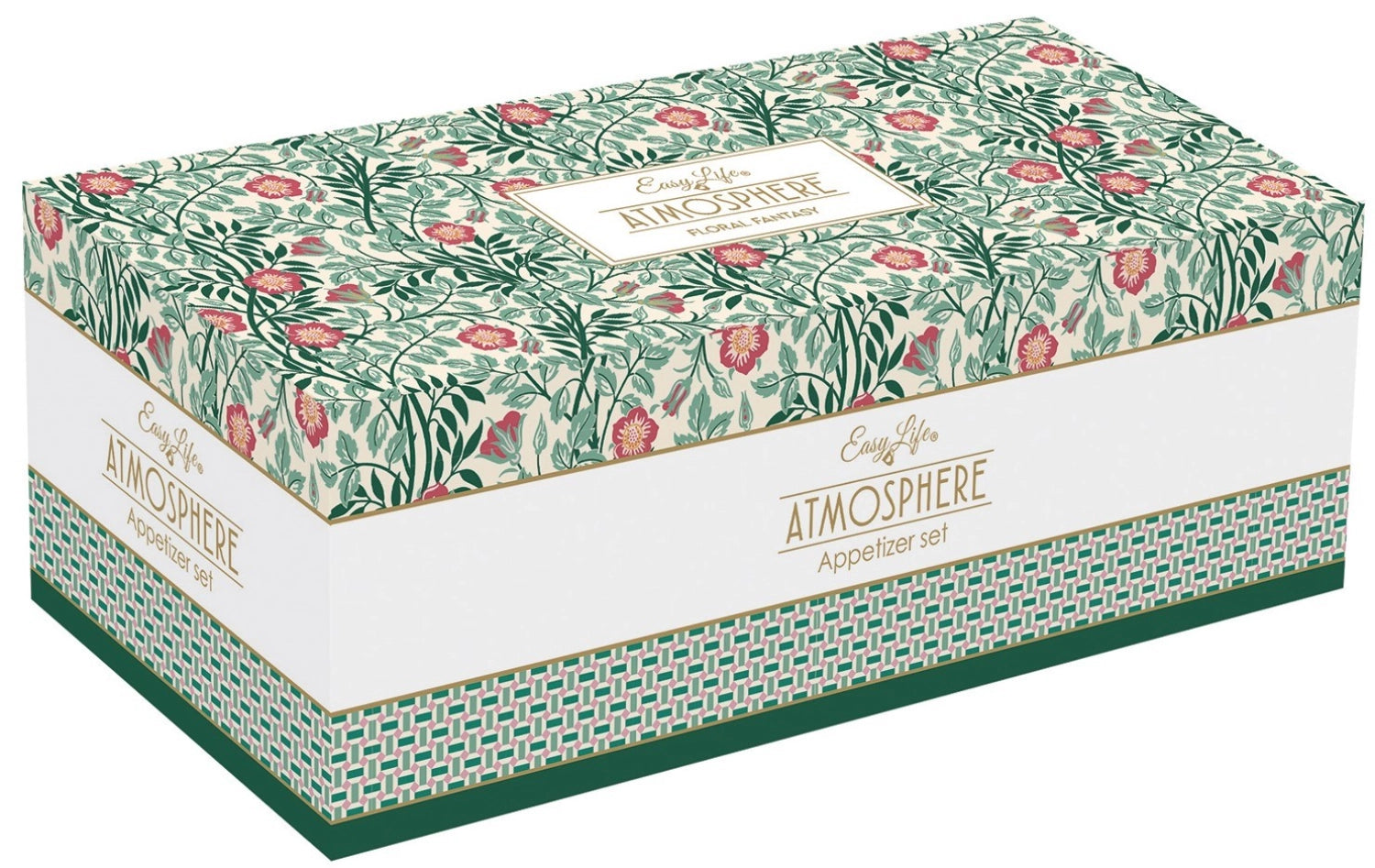 Set di antipasti fantasy floreali con 4 ciotole, 29x13cm