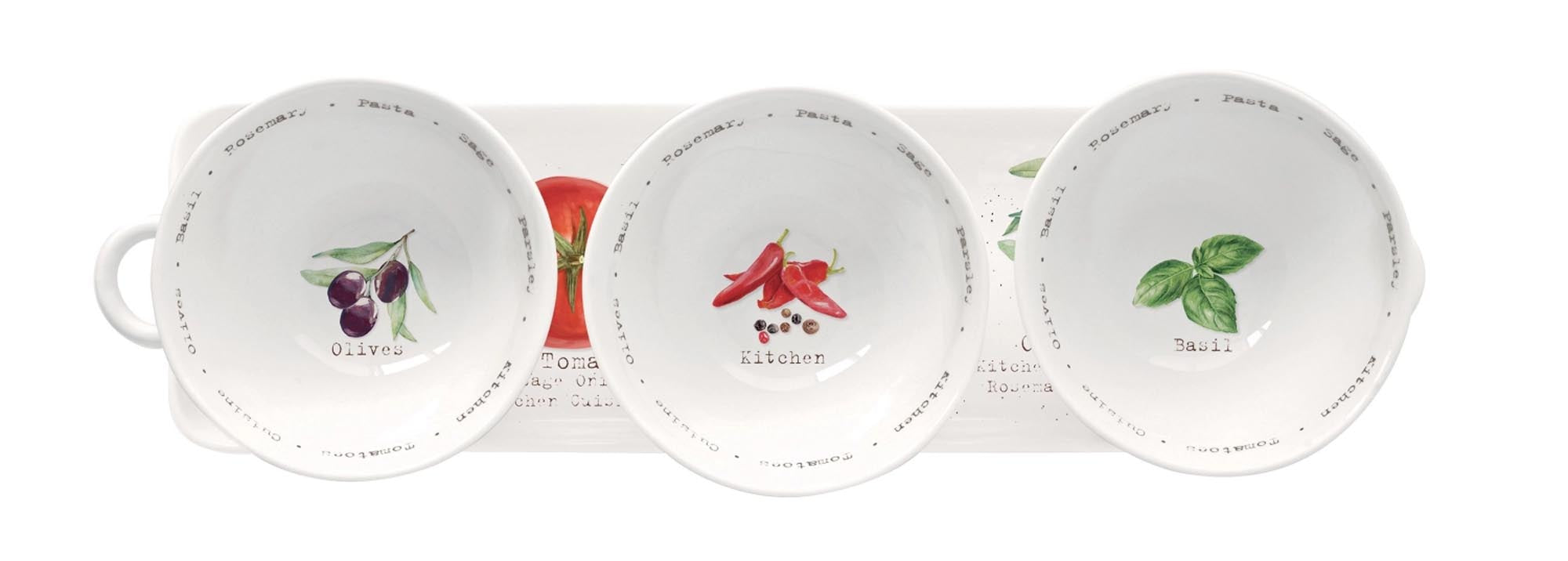 Modernes Apéro Set 37x10cm mit 3 Schalen von Easy Life für Geniesser.