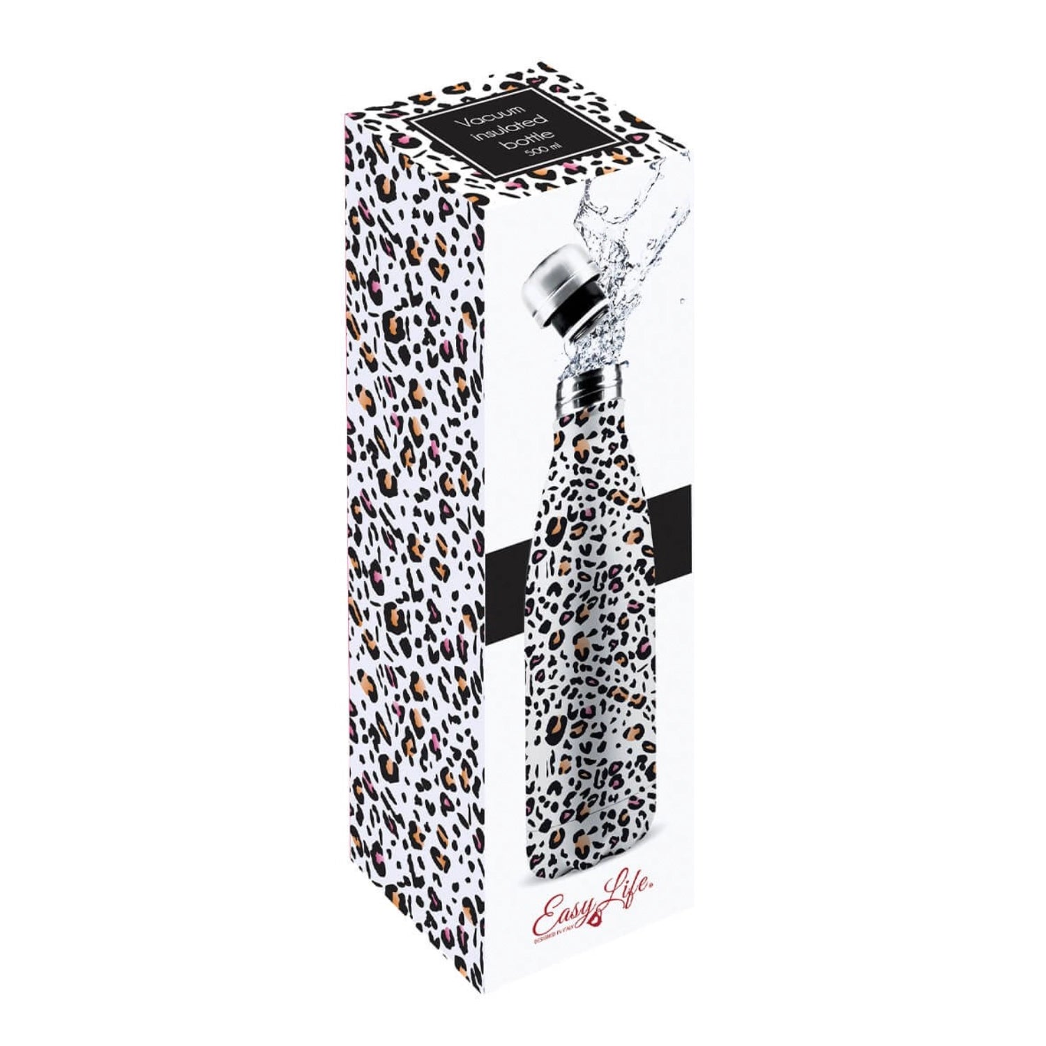 Isolierflasche Animalier von Easy Life, 500ml, mit doppelter Wand für optimale Temperaturhaltung, stilvolles Tiermotiv, ideal für unterwegs.