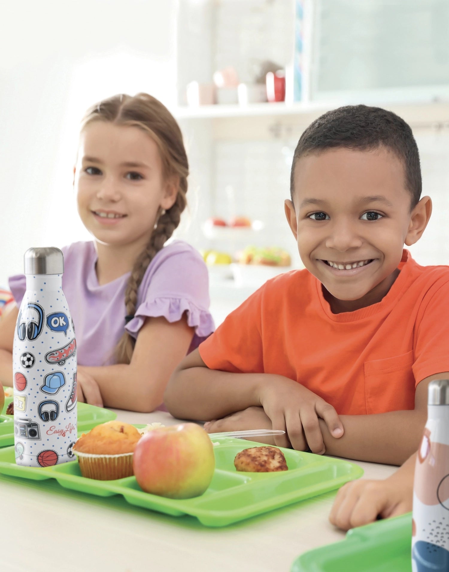 Isolierflasche mit doppelter Wand, 500ml, für Teenager, ideal für Getränke unterwegs, stylisches Design von Easy Life.