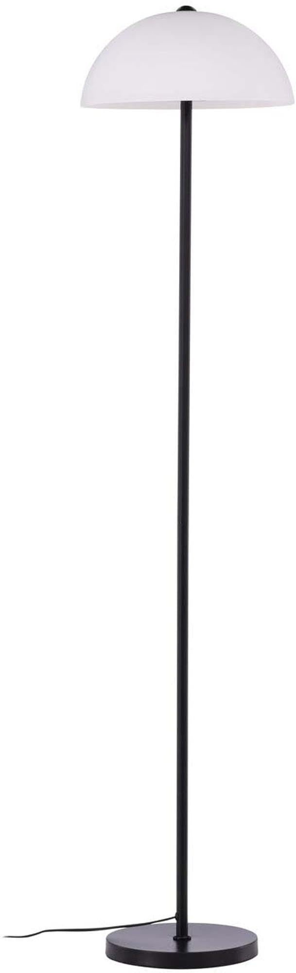 Elegante Ferrand Stehleuchte: nordisches Design, stabiler Eisenfuss, weisser Glasschirm, 155 cm hoch, zeitloser Wohnstil.