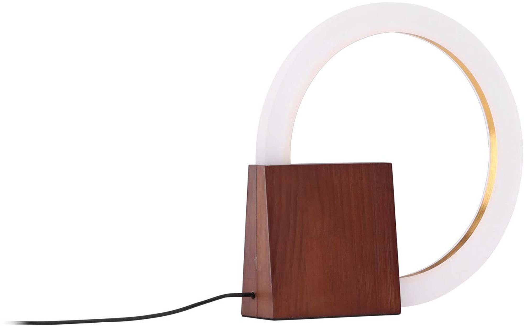 Die Brive Tischleuchte von Venture Home kombiniert edles Walnussholz mit modernem Design und schafft eine einladende Atmosphäre in jedem Raum.