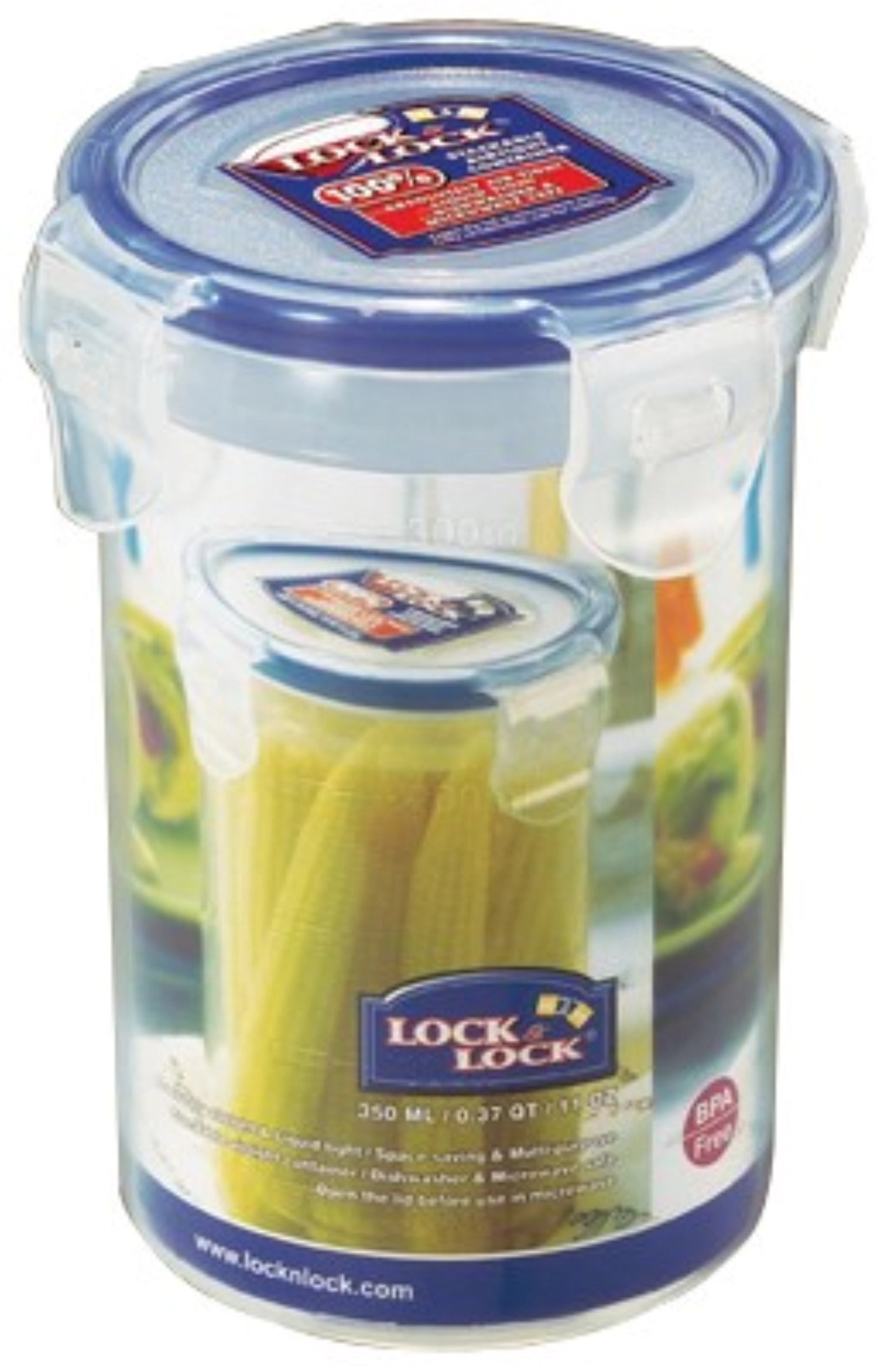 Vorratsdose rund 0.35lt D8.9cm H12.2cm in Transparent präsentiert im Onlineshop von KAQTU Design AG. Aufbewahrungsbehälter ist von Lock&Lock