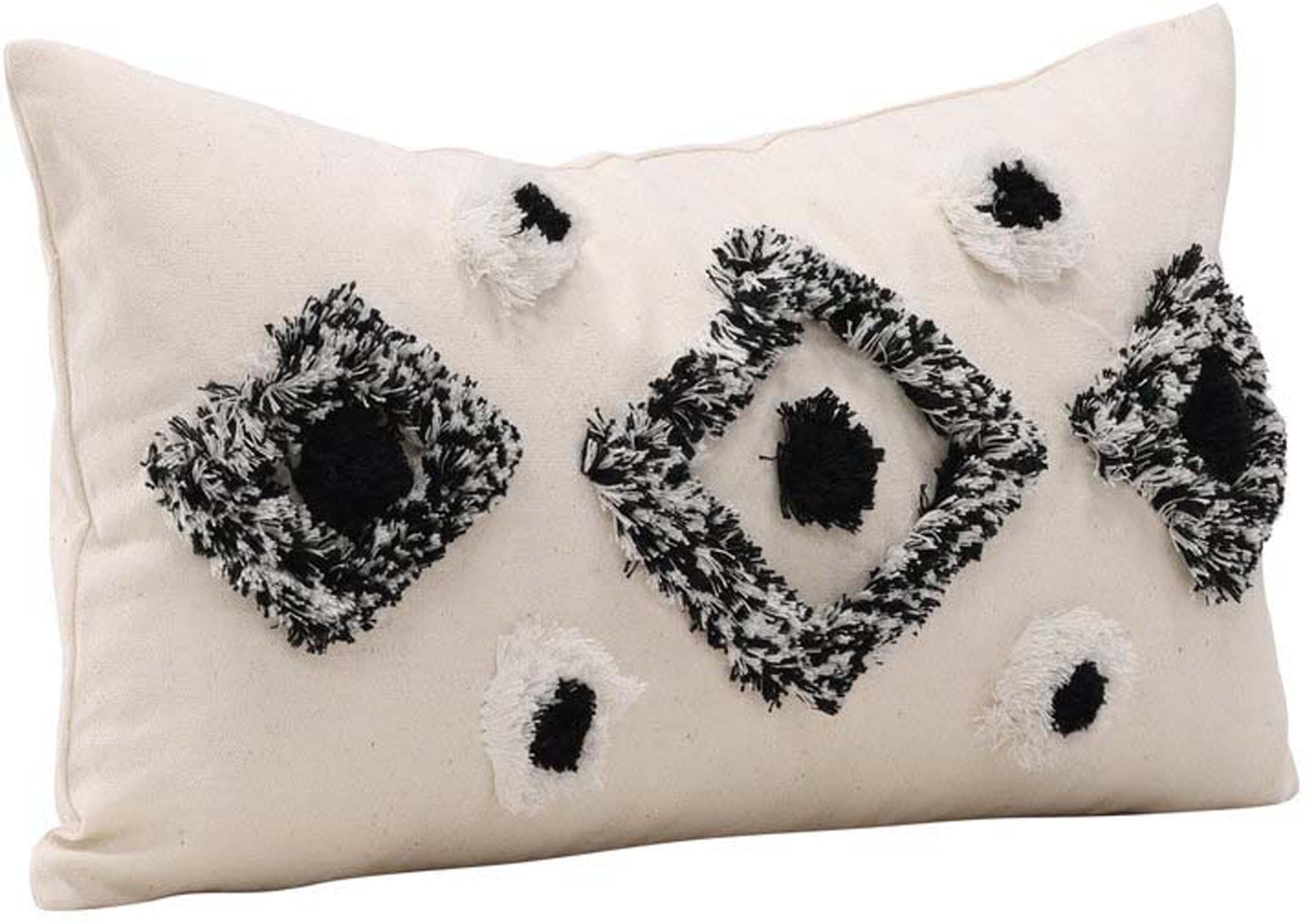 Eleganter Melissa Kissenbezug: Modernes Design in Schwarz-Weiss, aus Polyester und Baumwolle, pflegeleicht mit Reissverschluss.