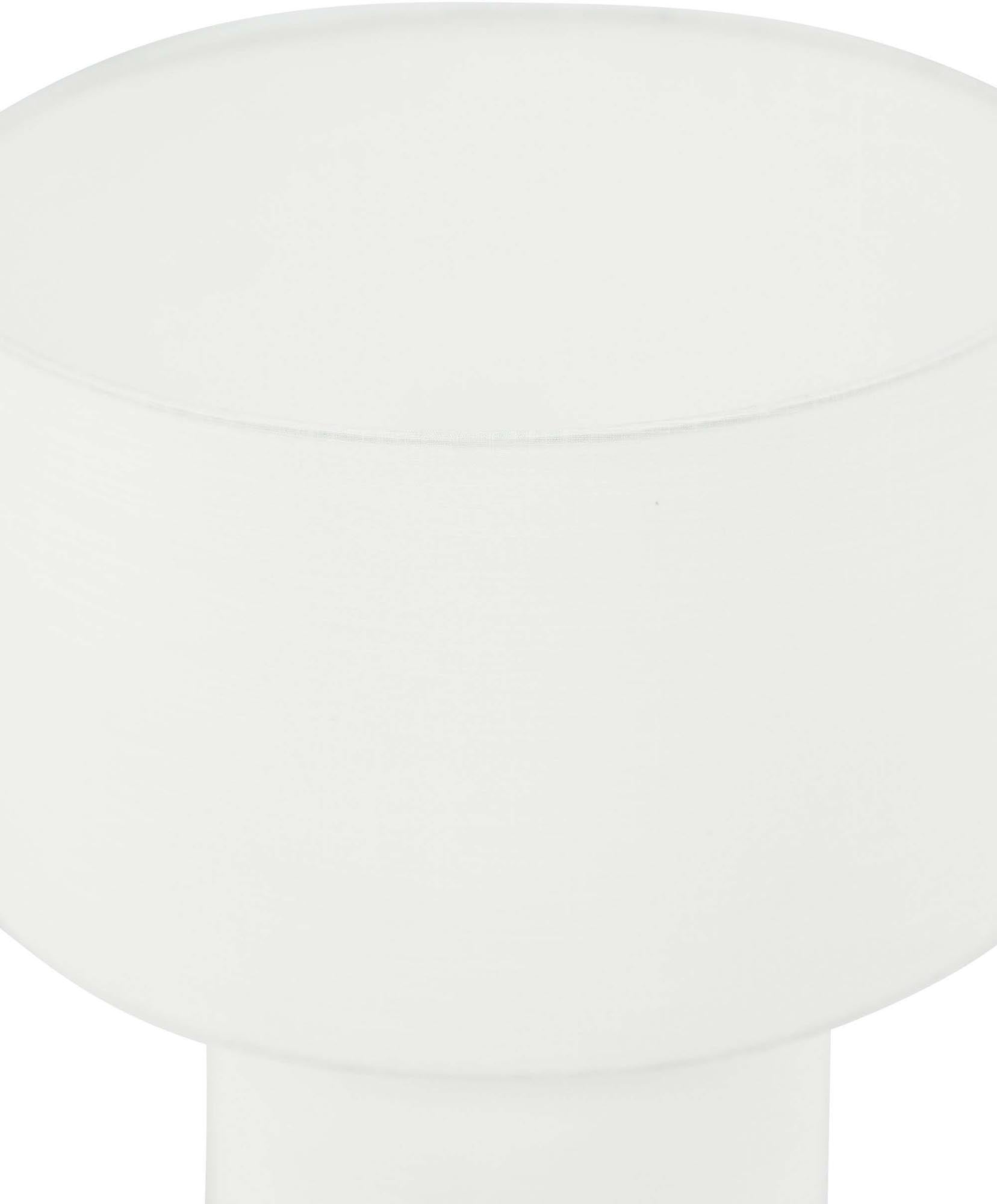 Die Globia Tischleuchte von Venture Home: Elegantes Design, beiger Leinenstoff, sanftes Licht, kompakt und stilvoll.