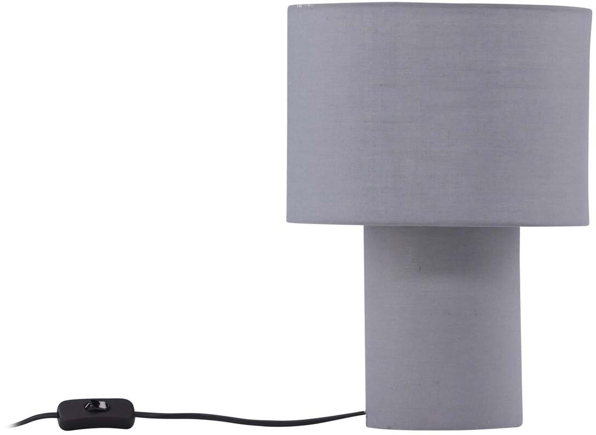 Elegante Etenio Tischleuchte: Grauer Leinenstoff, zeitloses Design, schafft behagliche Atmosphäre in jedem Raum.