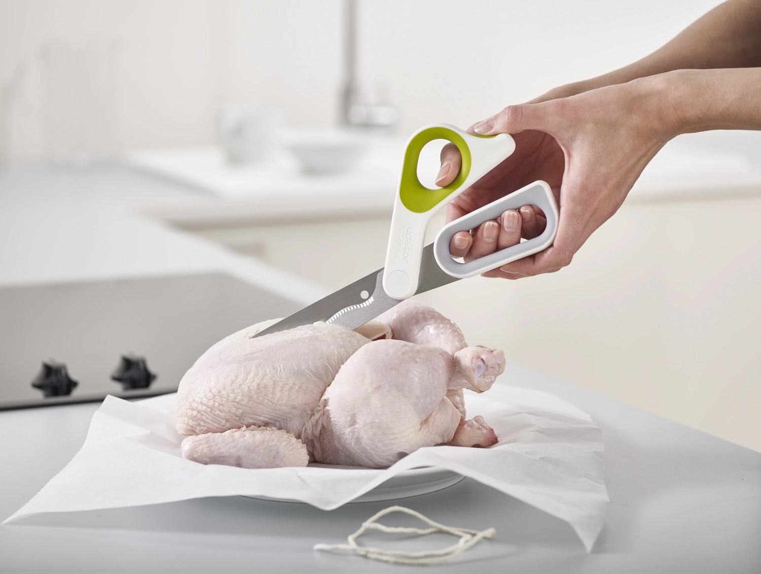 Powergrip Kitchen Scissors, verde bianco, 22.4x9.1x1.8cm