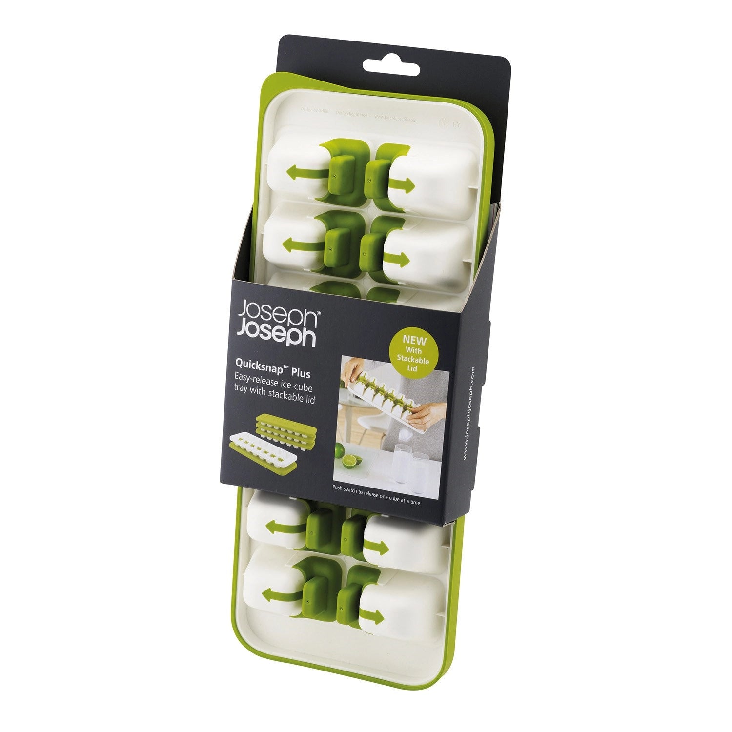 Quicksnap Plus ice cube tray, white green, 13x32.2x3.5 cm
