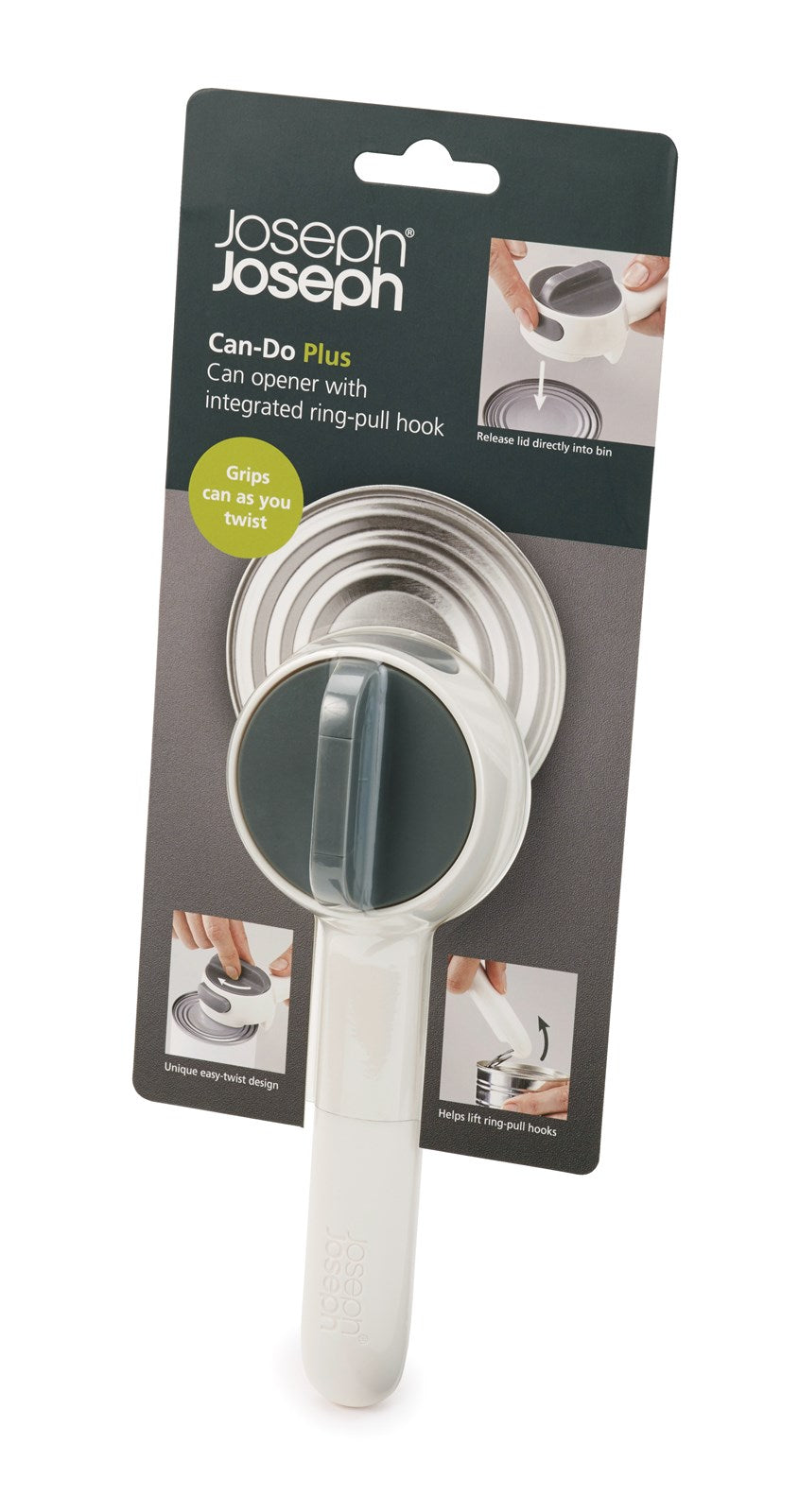 Der CanDo Plus Büchsenöffner von Joseph Joseph vereint modernes Design und Funktionalität. Ideal für jede Küche, leicht zu reinigen und ergonomisch.