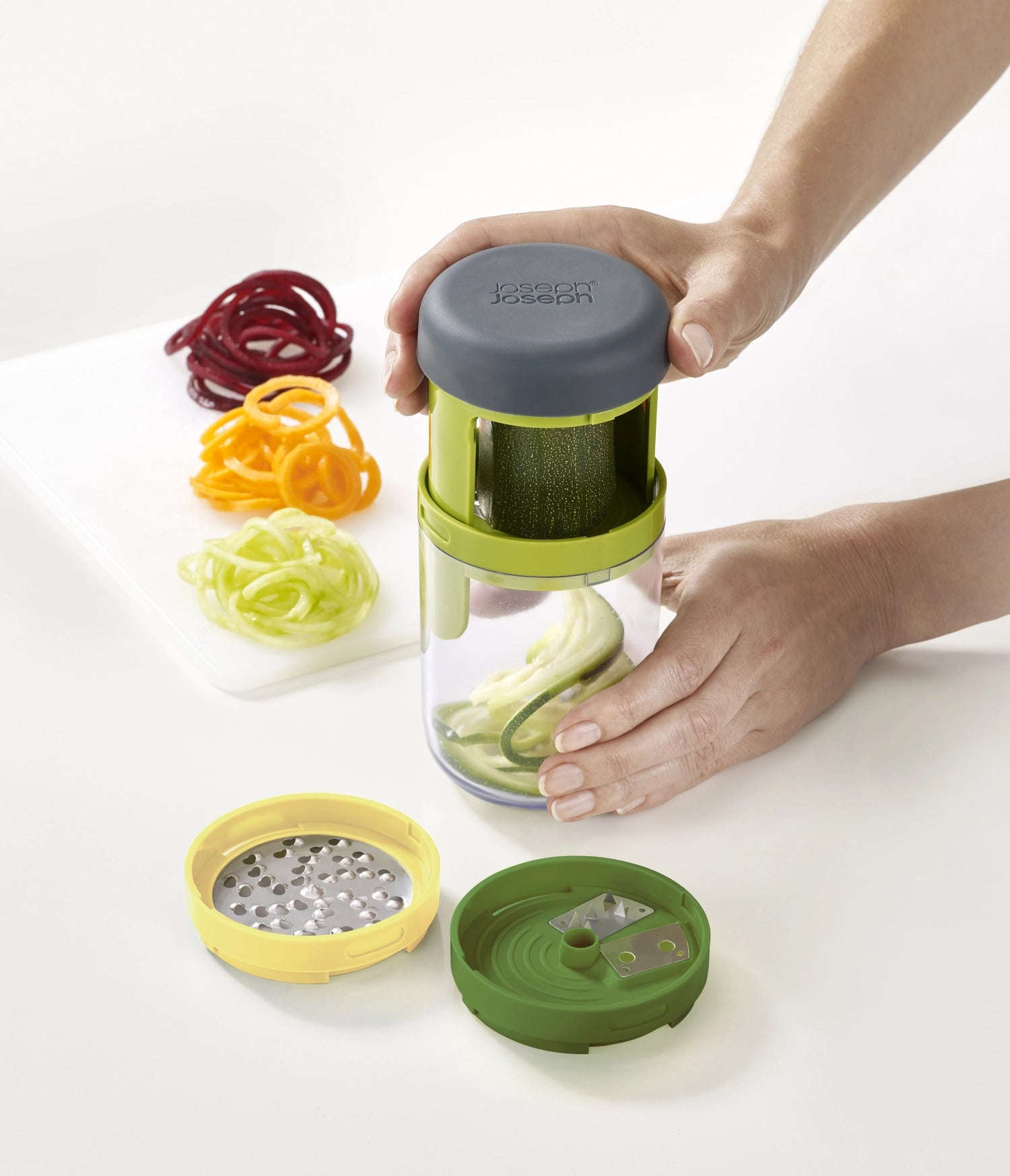 Spiro spiralizer with 3 blades and container, Ø7.8, H:16 cm