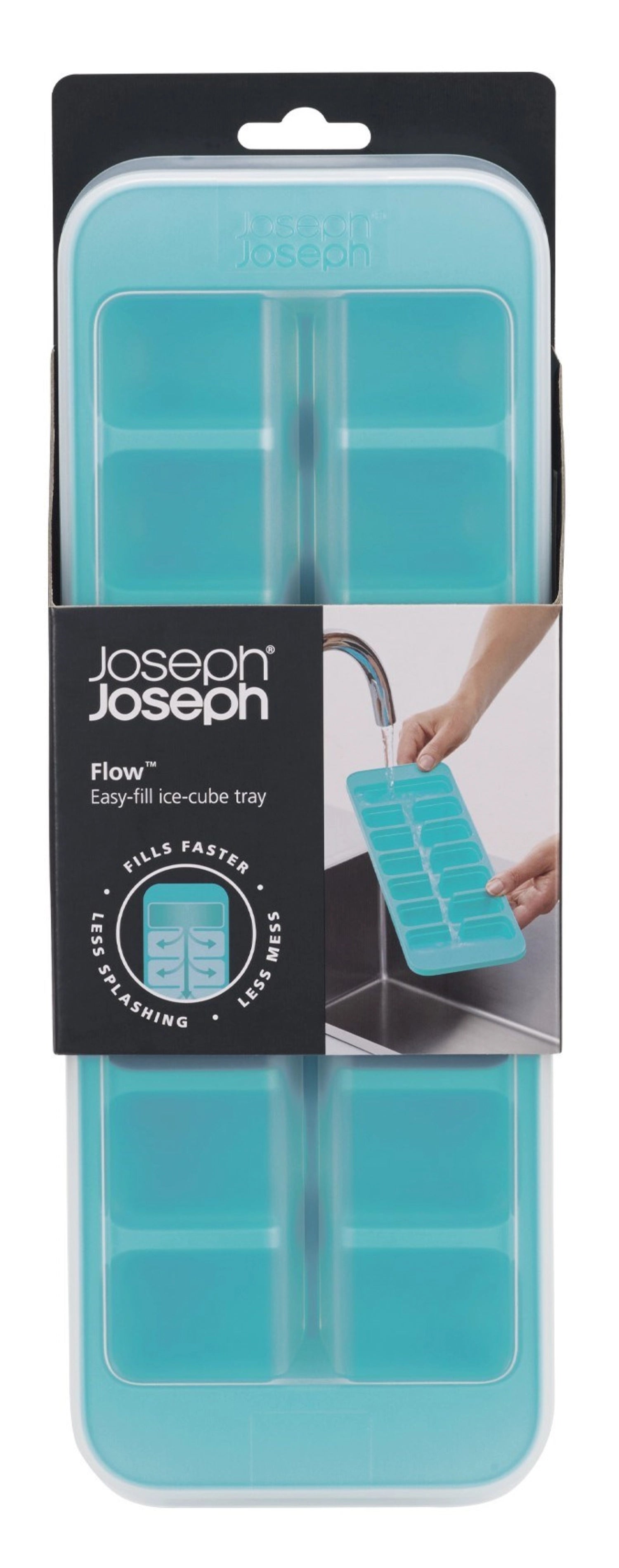 Entdecken Sie den Flow Easy-fill Eiswürfelbehälter von Joseph Joseph – für müheloses Befüllen, perfekt geformte Eiswürfel und stilvolle, platzsparende Aufbewahrung!