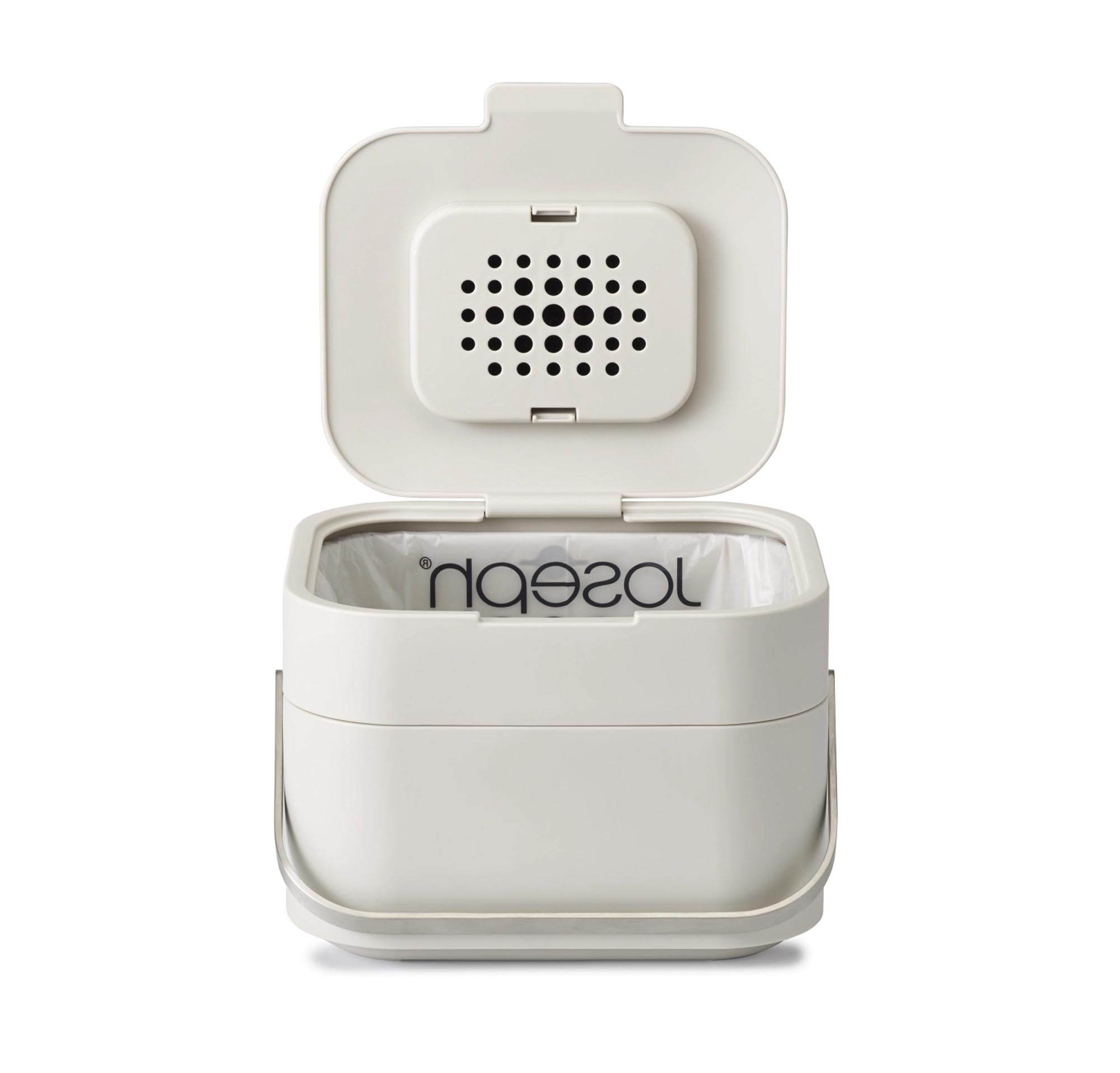 Eleganter 4l Abfallbehälter in Sand von Joseph Joseph, platzsparend.