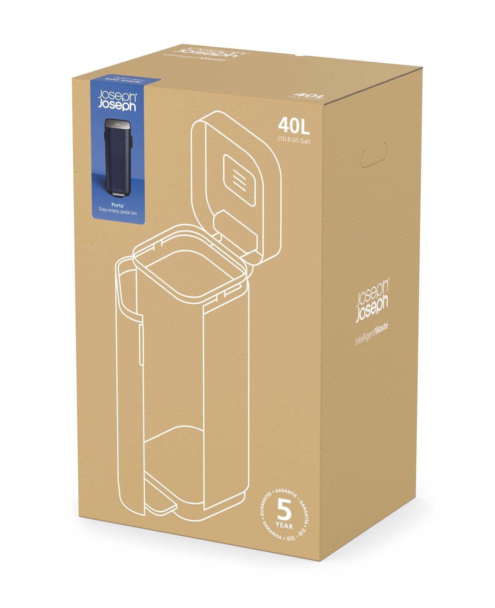 Porta 40L Pedal-Abfalleimer in Midnight Blue von Joseph Joseph.