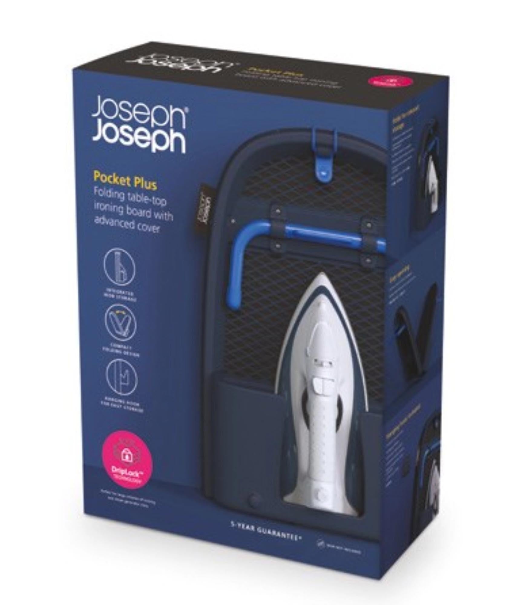 Entdecken Sie das kompakte Pocket Plus Bügelbrett von Joseph Joseph – ideal für kleine Wohnungen. Klappbar, platzsparend und elegant.