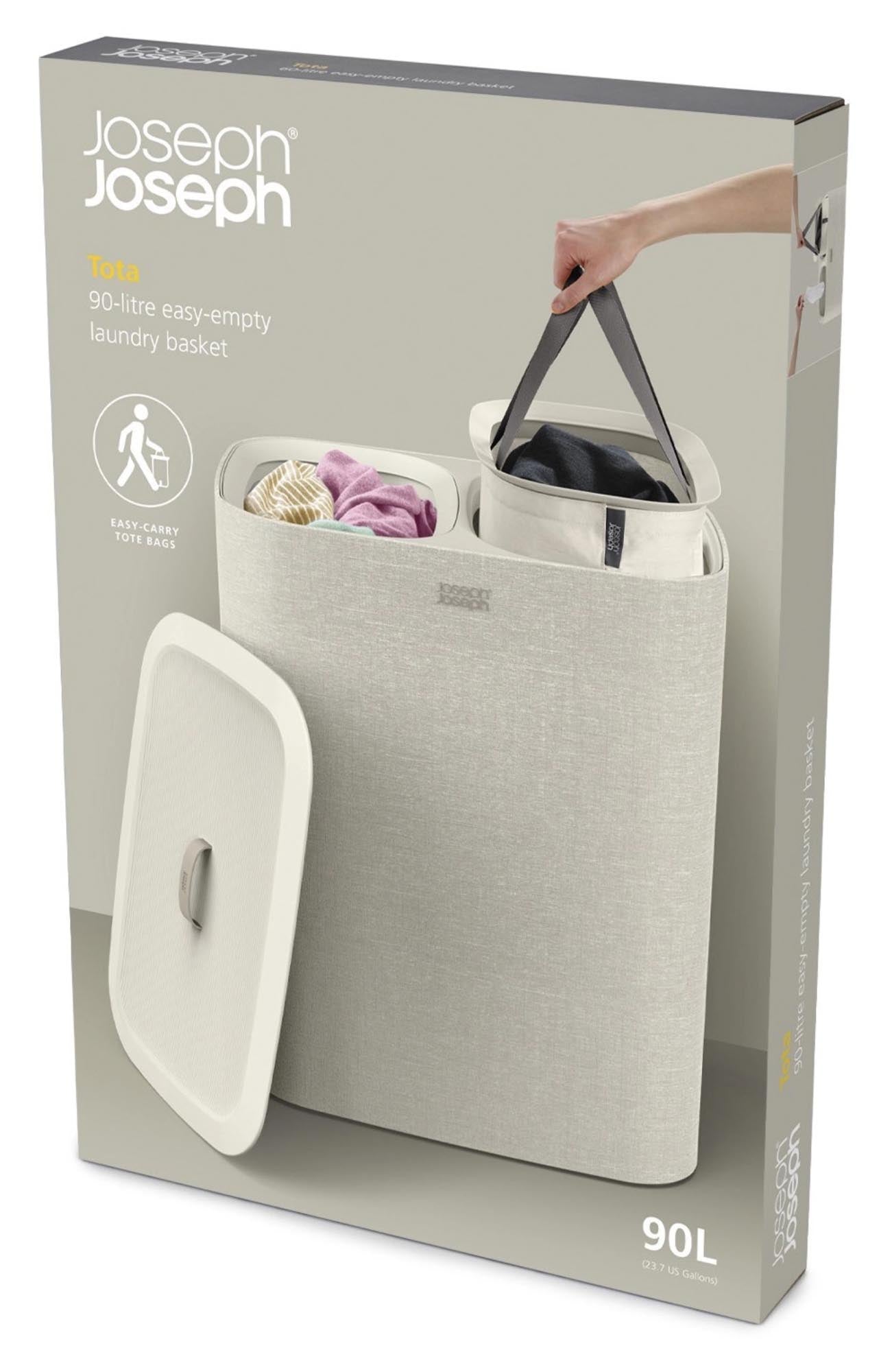 Praktischer 90L Wäschekorb in Ecru von Joseph Joseph. Langlebig, pflegeleicht und mit durchdachter Belüftung für frische Wäsche.