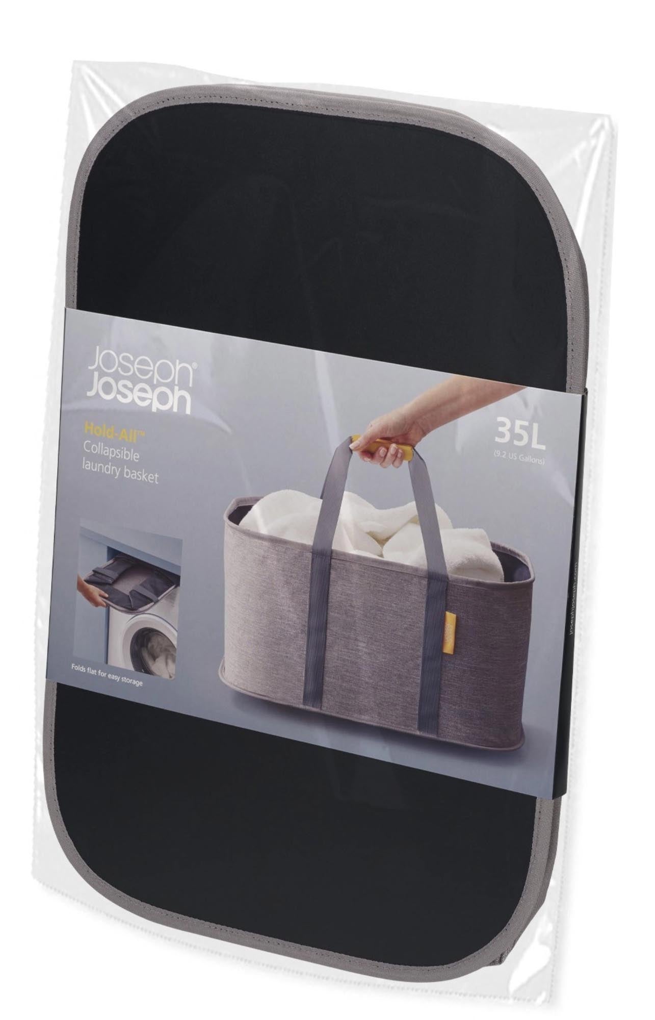 Faltbarer, grauer Wäschekorb von Joseph Joseph: robust, stilvoll, leicht, mit grosser Kapazität und platzsparendem Design.