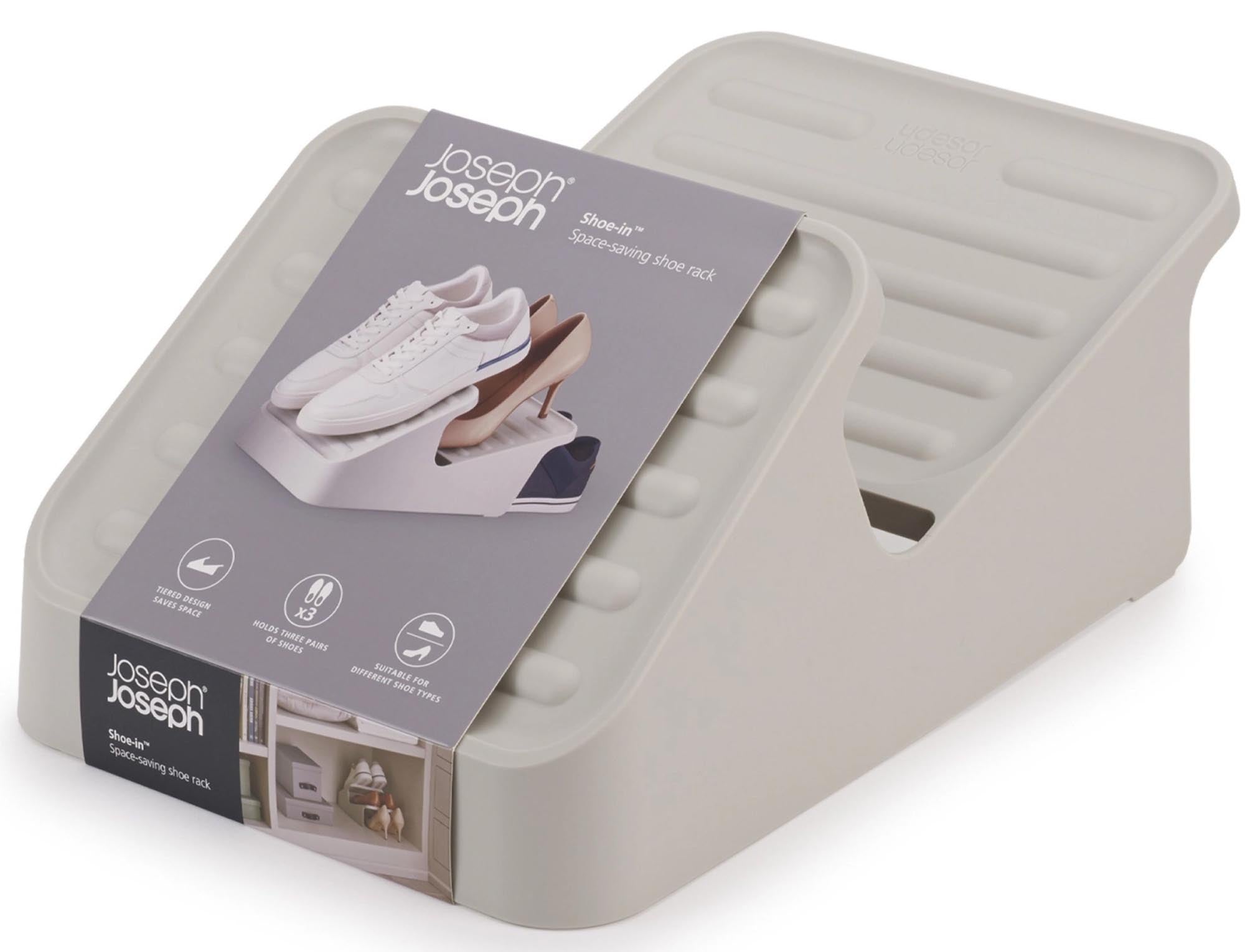 Platzsparendes Schuhregal für 12 Paar, robustes Polypropylen, ecru, ideal für kleine Räume, modernes Design, pflegeleicht.