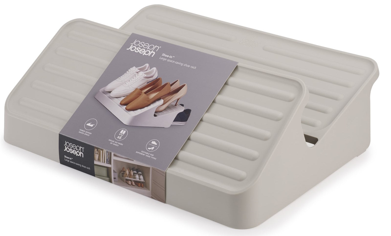 Stilvolles, langlebiges Schuhregal für 12 Paar, aus robustem Polypropylen, in eleganter ecru-Farbe. Perfekt für jeden Schuhliebhaber.